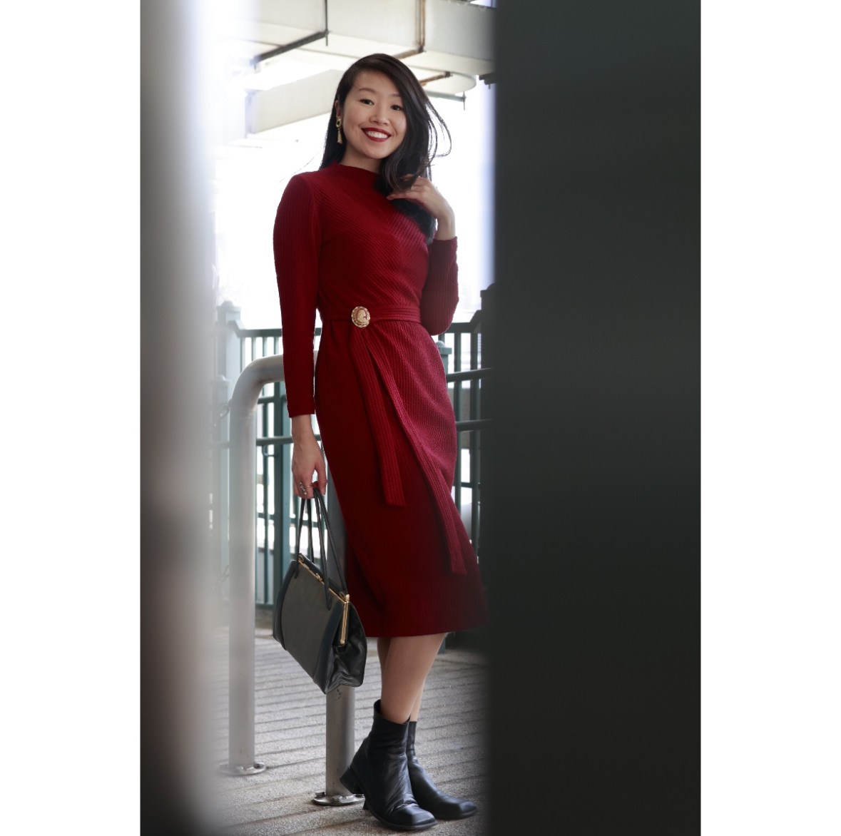 (Custom-Made) The Winter Muse Jacquard Knit Bodycon Midi Dress - Available in various colour (FM233)
