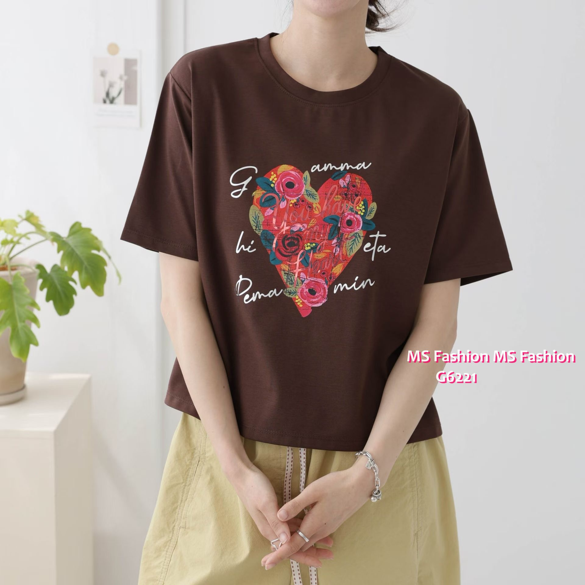 G6221 韓國🇰🇷花朵心型print top