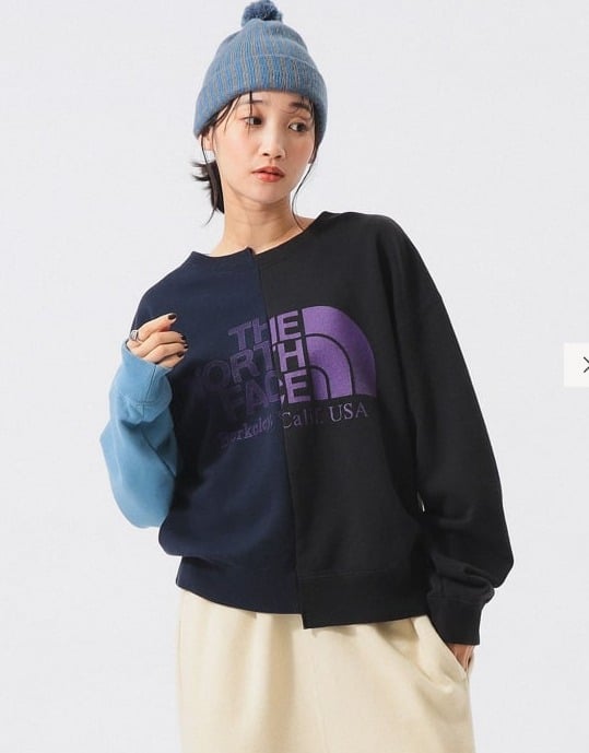 預訂 TNF Purple Label x Beams不對稱撞色拼衛衣 [貨號26A876]