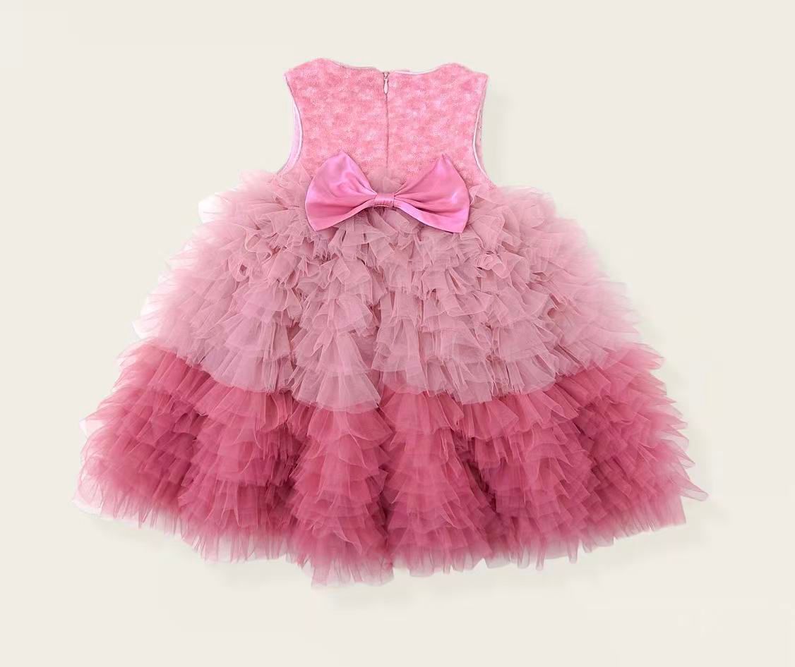 女童粉色亮片網紗蛋糕裙