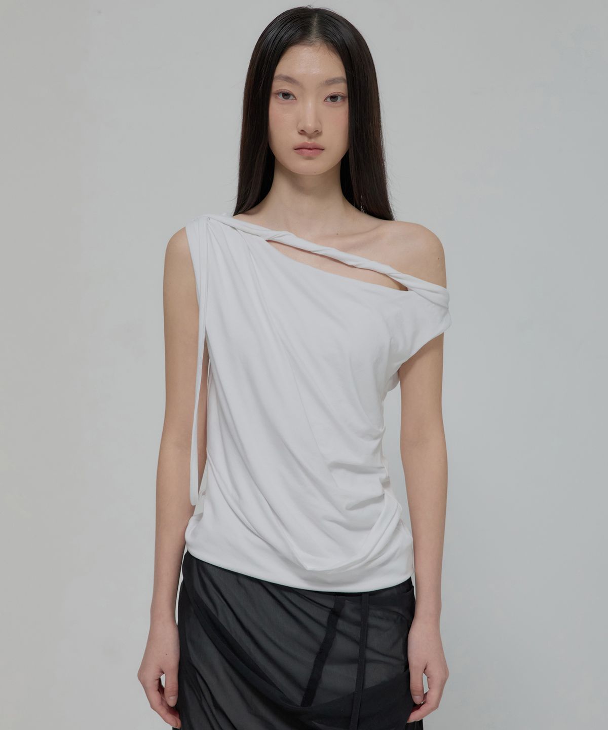 🇰🇷訂購｜FLARE UP 26SS｜Braided Drape One-Shoulder Top  3色 