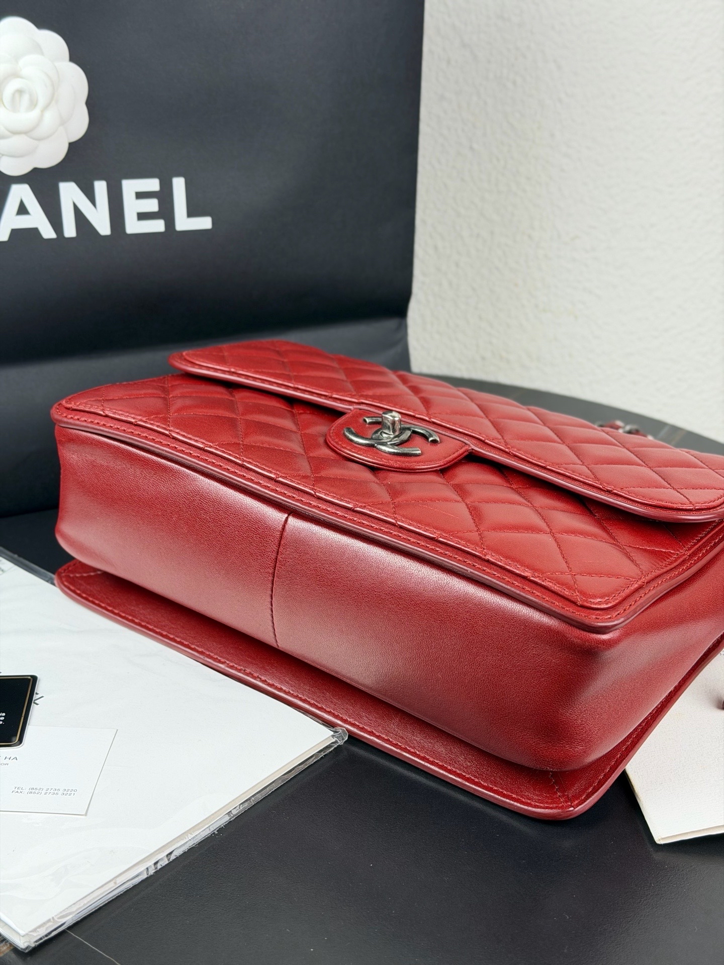 【預訂貨品】Chanel CF系列紅色羊皮郵差包