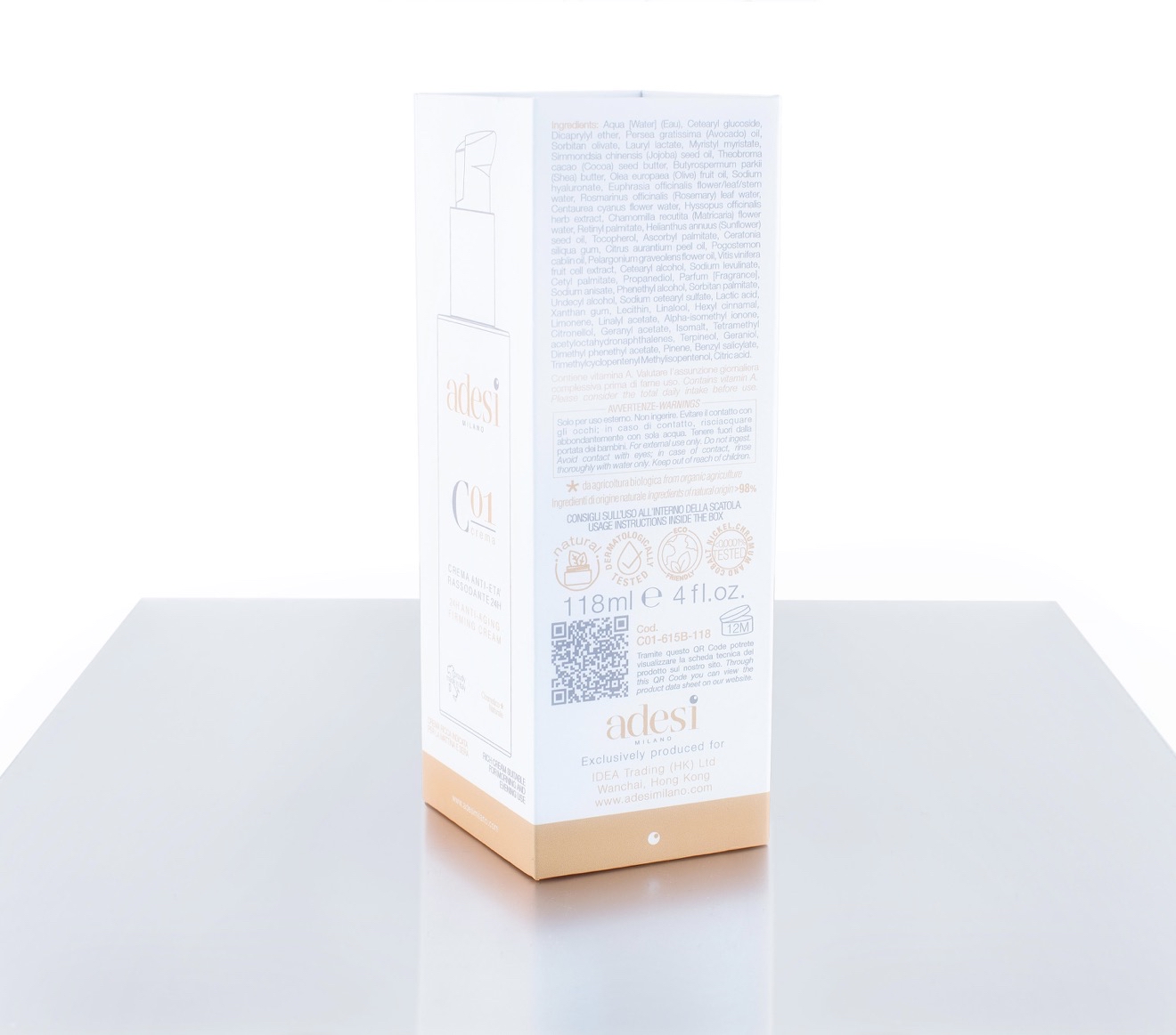 C01 24小時抗老緊緻面霜 118ml  adesi 意大利🇮🇹貴婦級天然有機品牌 【於直播優惠期內購買 S01抗痘平衡精華/ S02 強效美白精華／C01  24小時抗老緊緻面霜 / C02 天然美白乳霜/ C04 防曬SPF50】 即可用$100加購下列三款產品其中一款 , 購買一支可加購一支 ， 多買加購限額越多