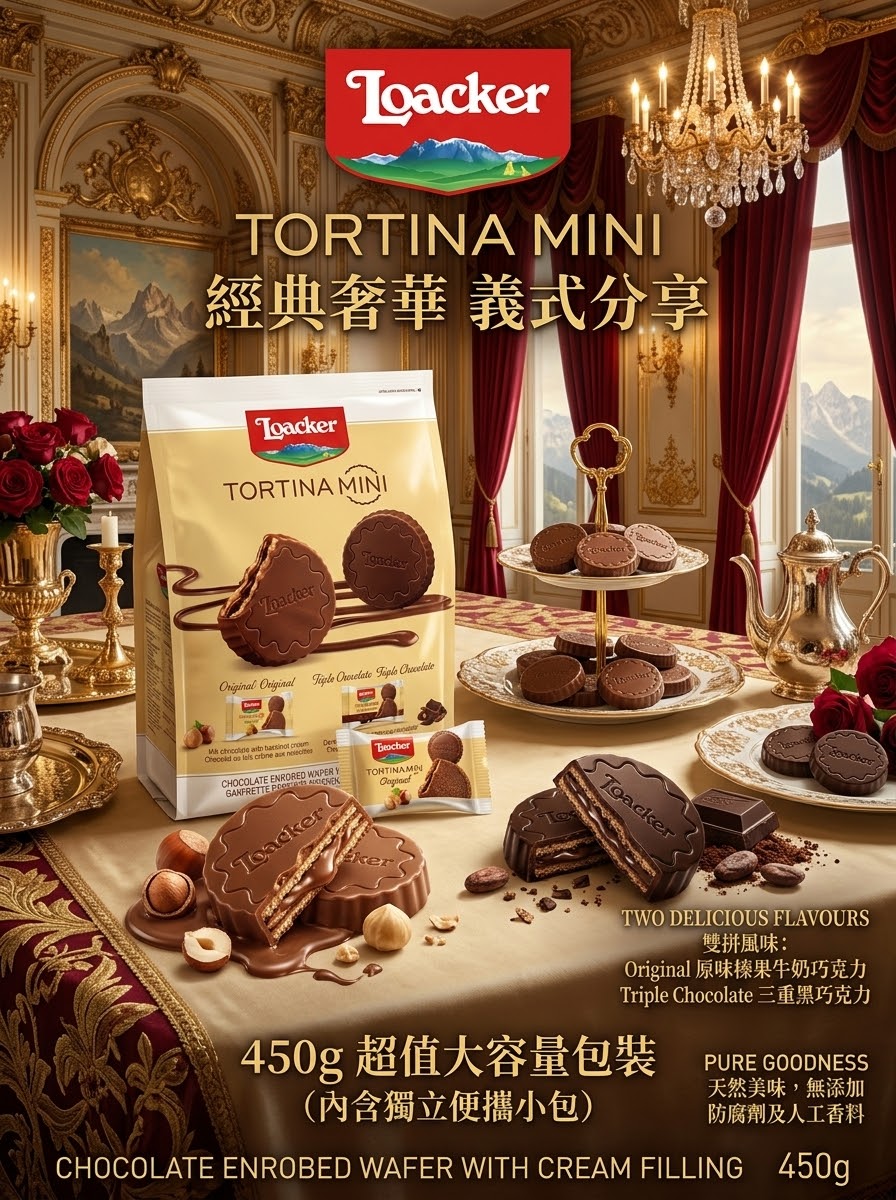 Loacker 萊家│TORTINA MINI朱古力威化餅450g (超值大容量包裝)