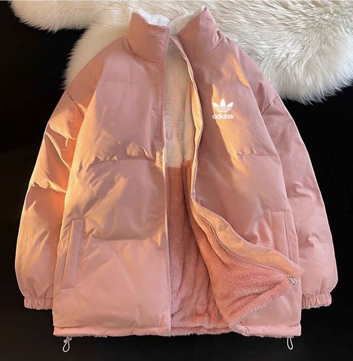 韓系情侶4色夾棉毛毛雙面褸