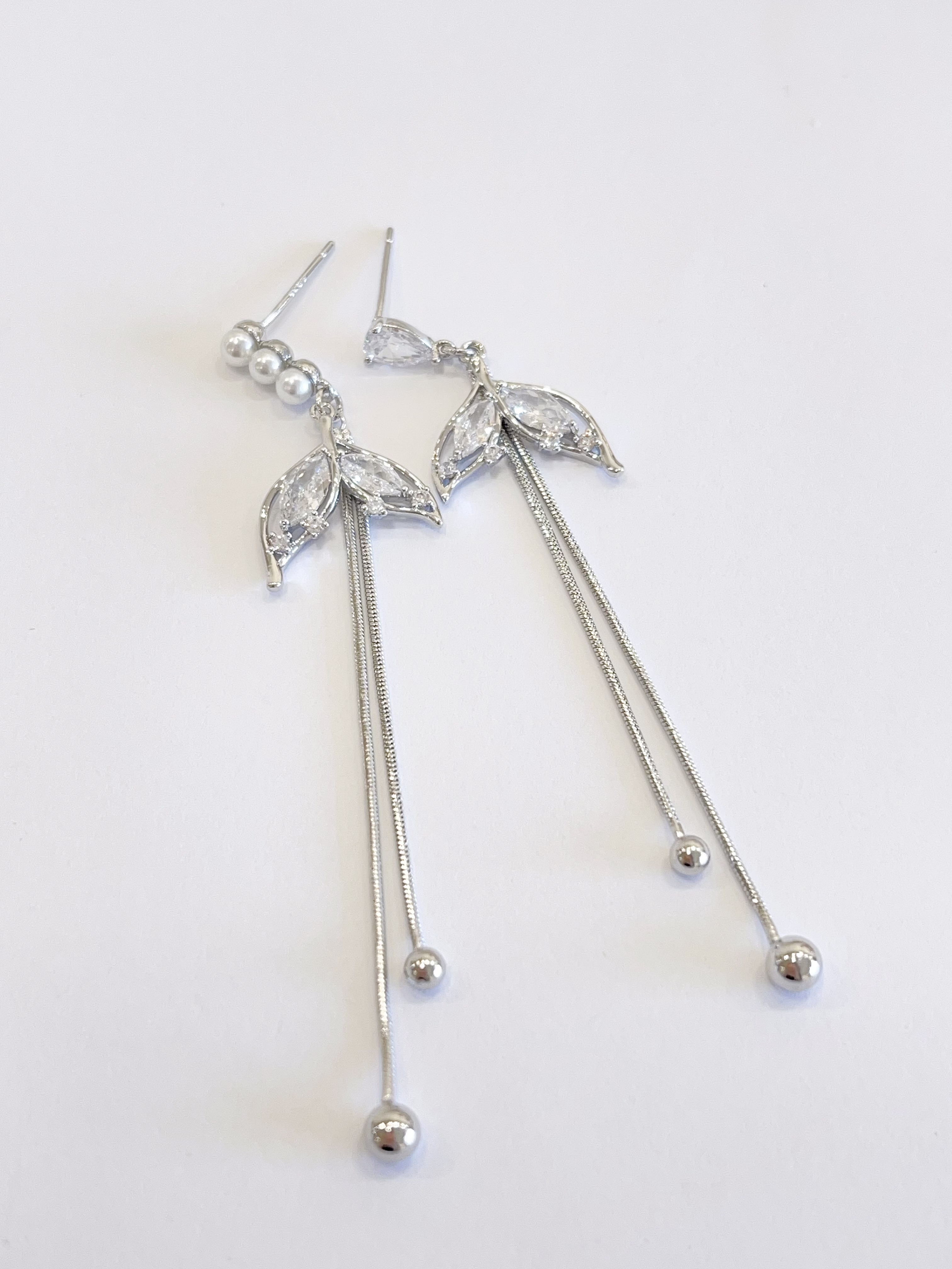 人鱼锆石长流苏耳环