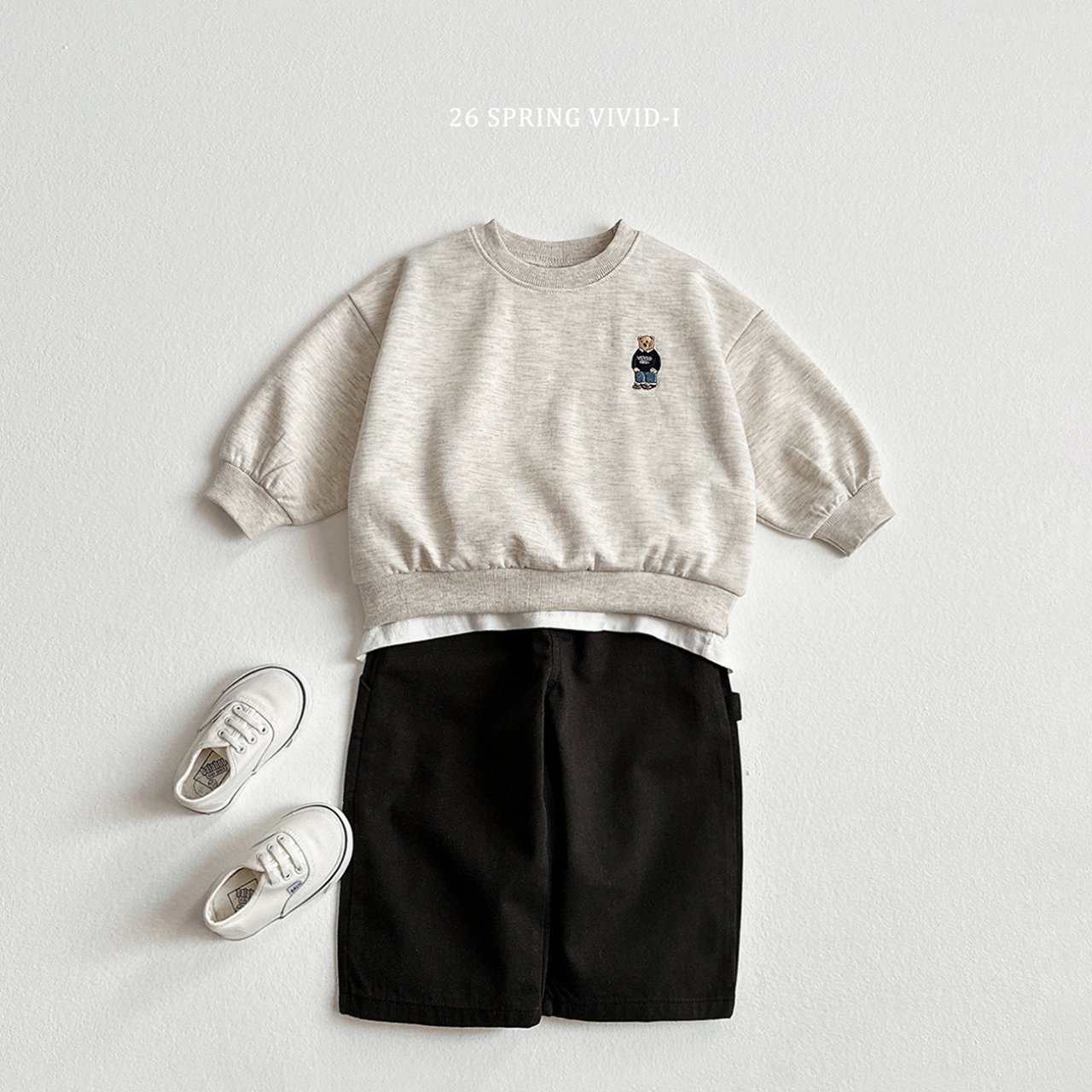 🌸預訂 韓國直送🌸🇰🇷VIVIDI四色標誌性小熊刺繡長袖上下套裝