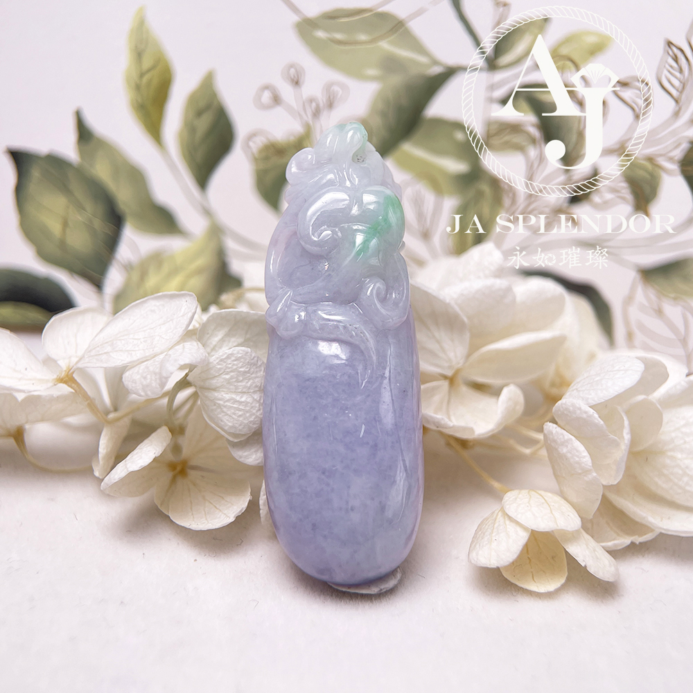 JN-1599 天然翡翠A玉 冰糯濃紫椿彩如意福掛吊墜