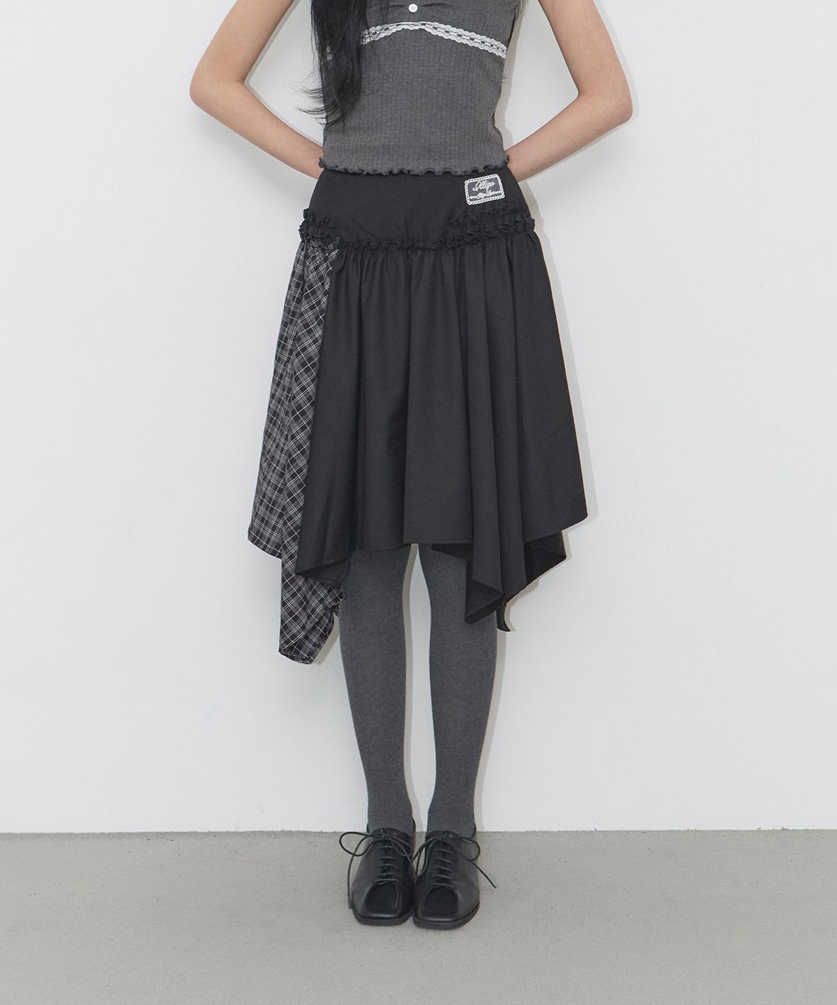 🇰🇷訂購｜ILLIGO 26SS｜Check Colour-block skirt 2色