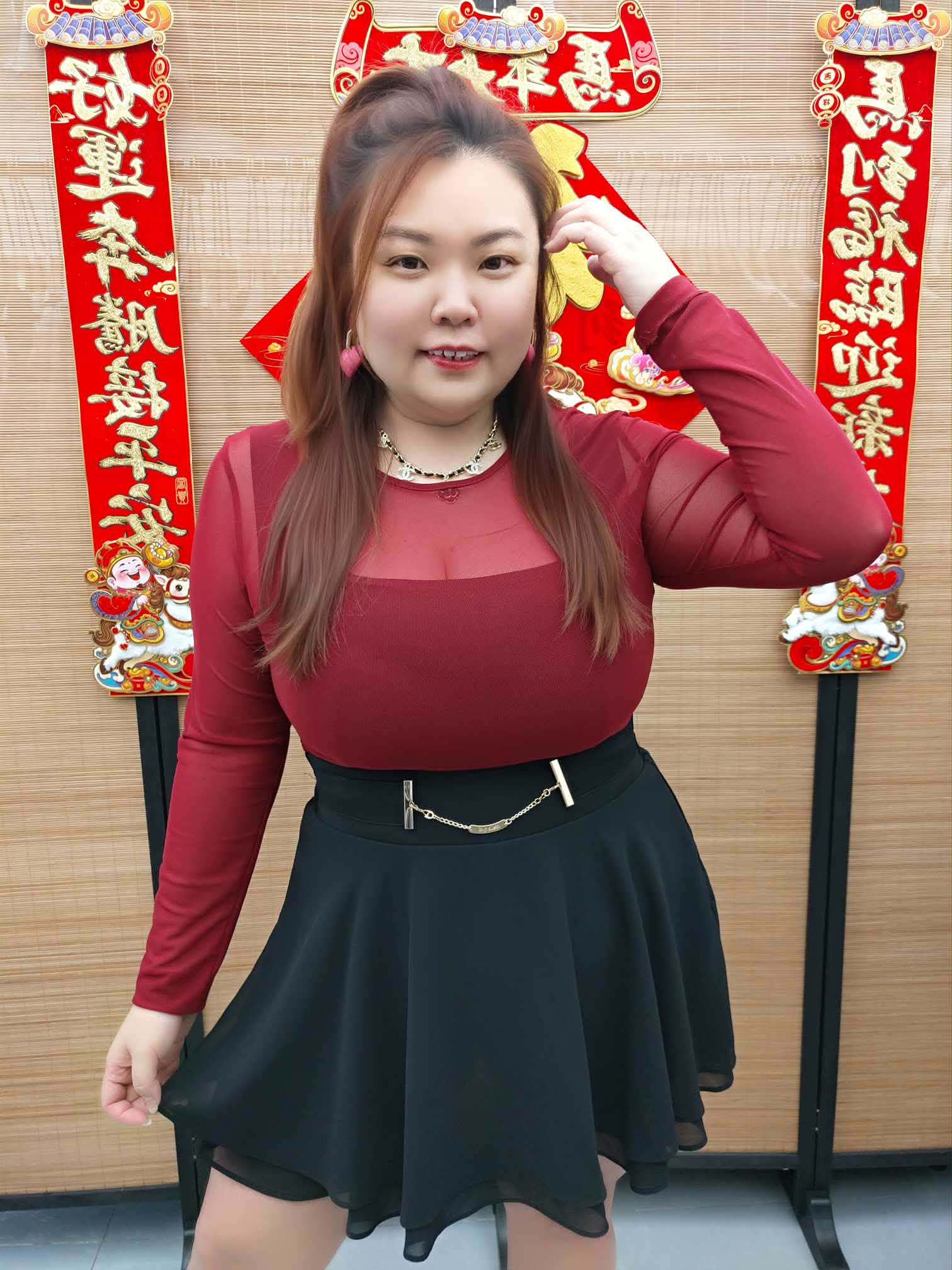 DDI01 TW#3916 附金属配件设计飘逸短裤裙