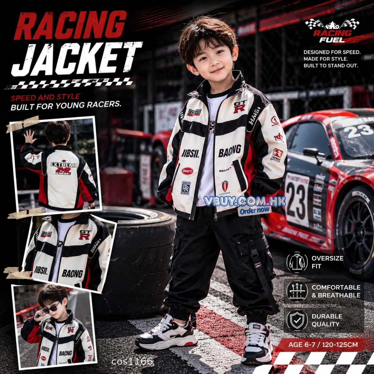 兒童賽車外套 Racing Jacket 男童街頭賽車風工裝套裝 春秋季型格薄外套 Kids Racing Outfit Lets Cosplay cos1166