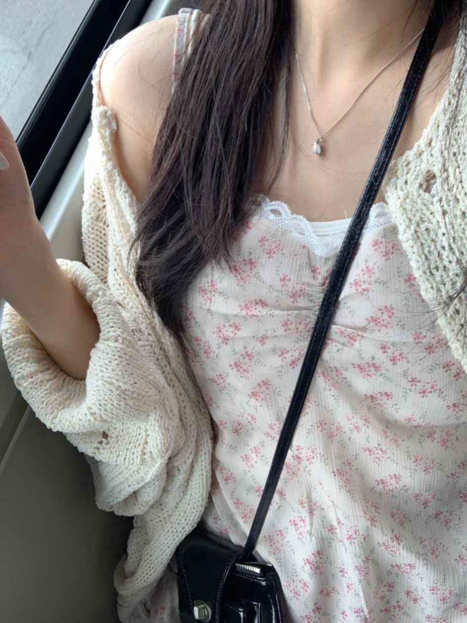 【氣質款式】喱士邊碎花吊帶連身裙