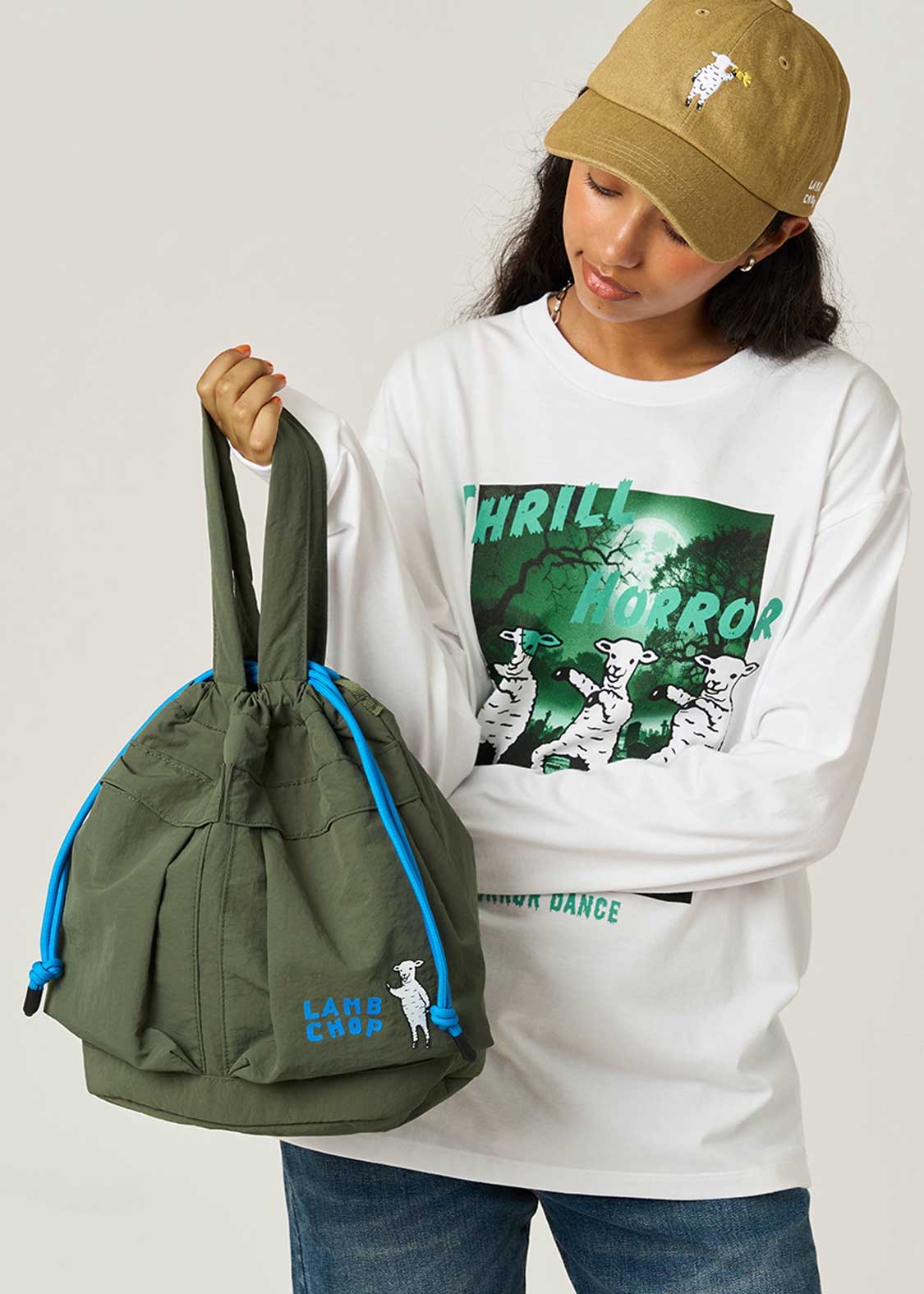 📦訂購 日本限定 graniph LAMB CHOP 功夫綿羊 索繩手提袋