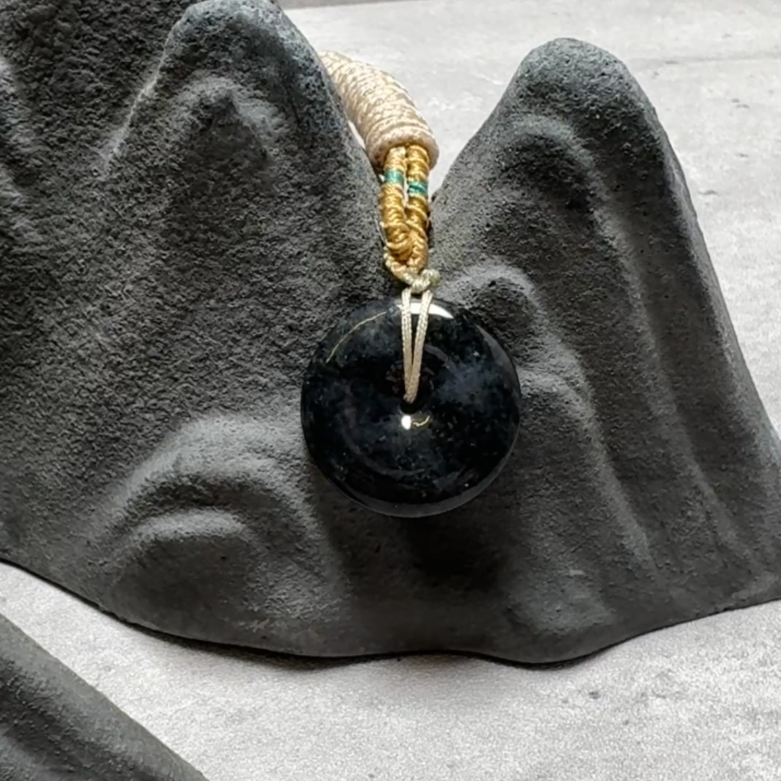 冰種山水墨烏雞平安扣