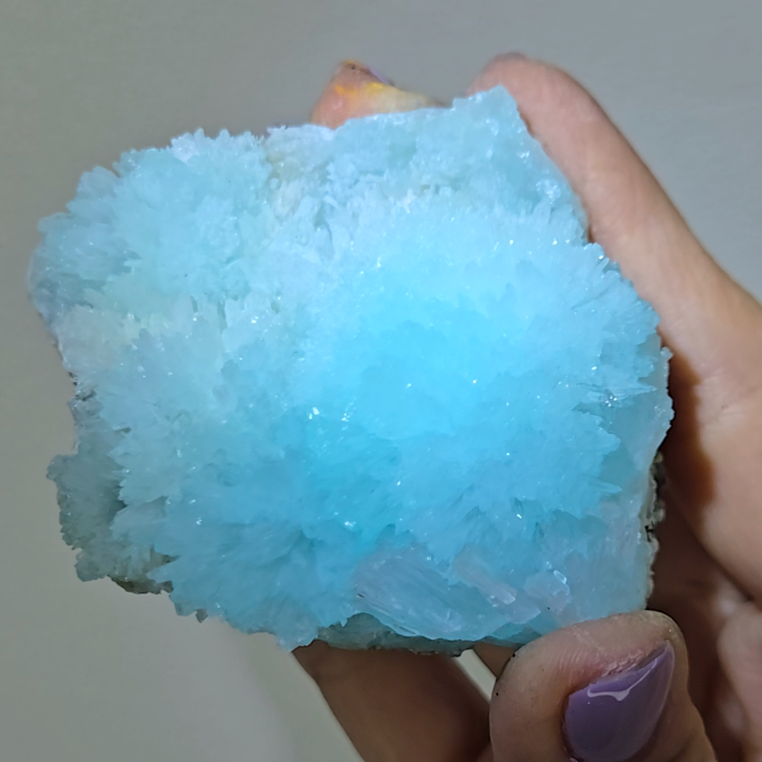 Blue aragonite needle cluster with flower buds - AR45