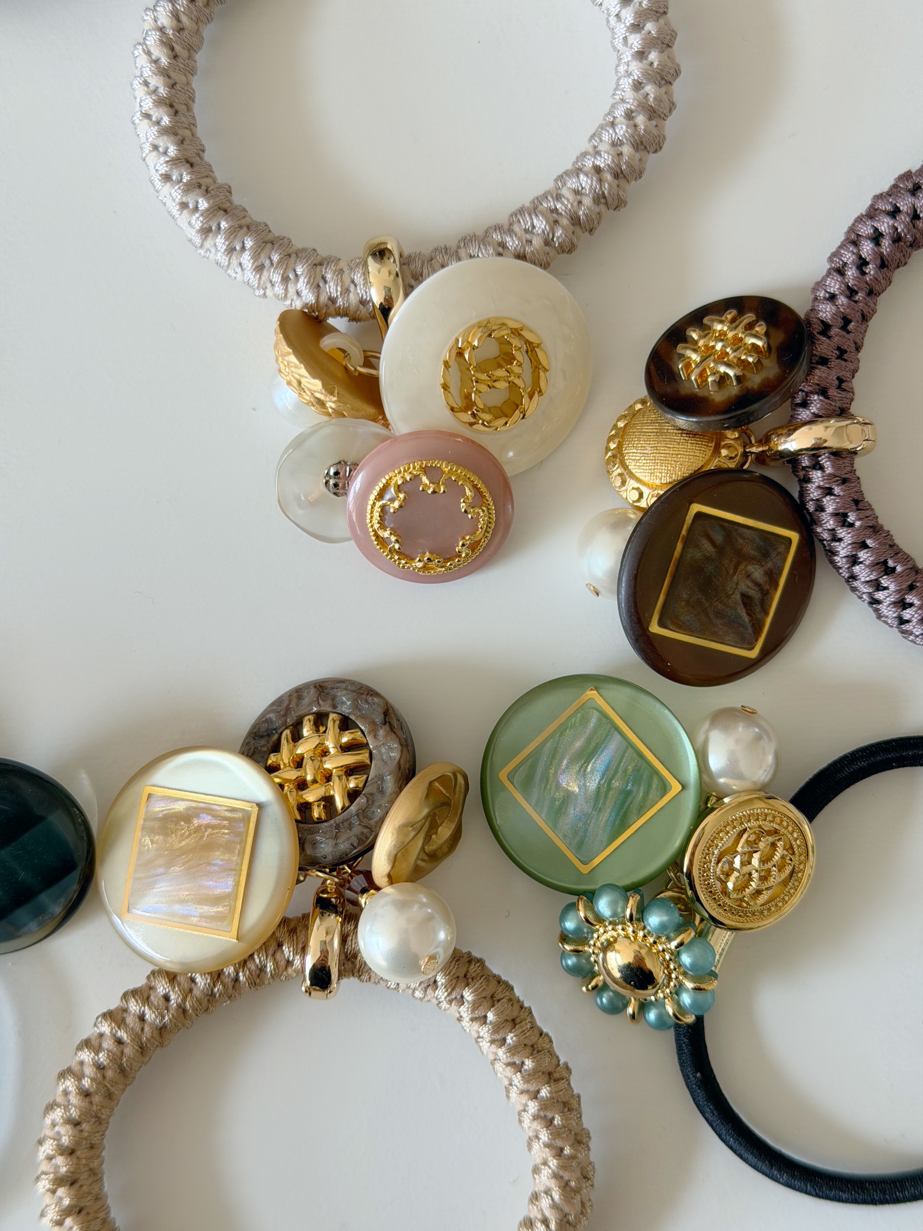 日本復古鈕扣綁髮橡筋/4