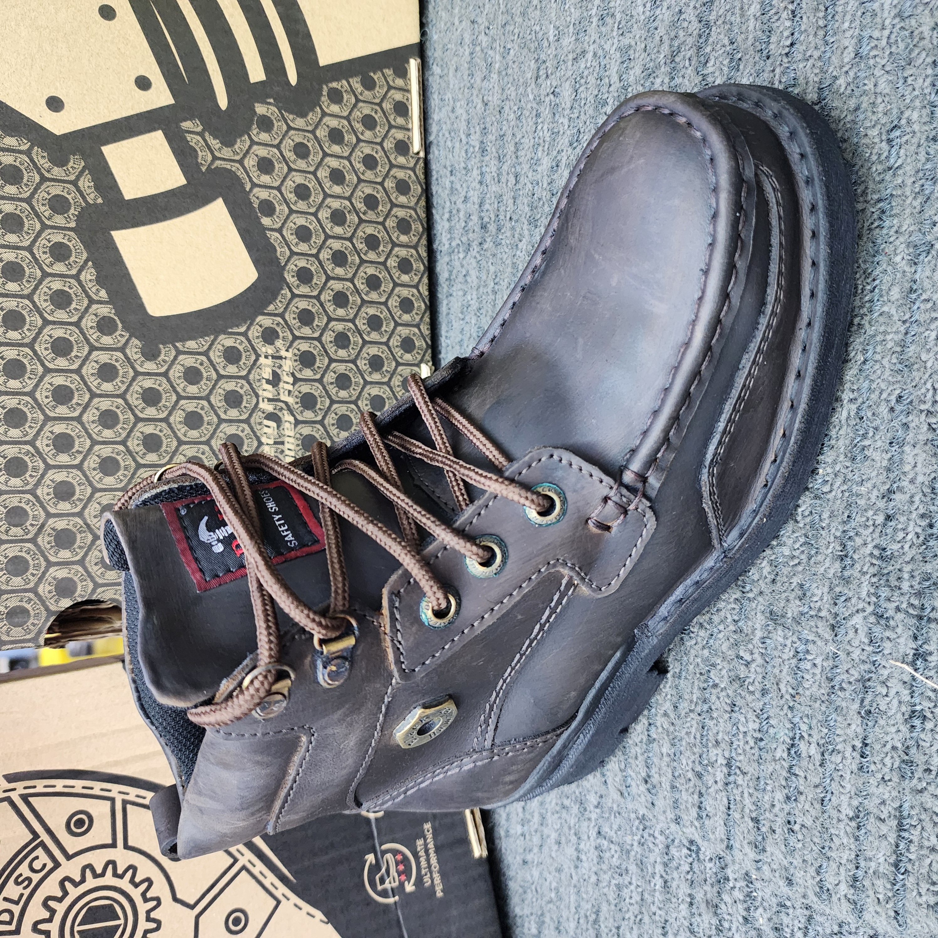 Black Hammer 4000 Series Men Safety Shoes Mid Cut Mocassins With Lace Up BH 4994 Boots Leather Steel Toe Kasut Keselamatan