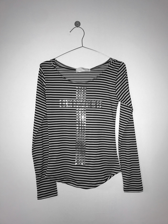 Studded Cross Striped Top