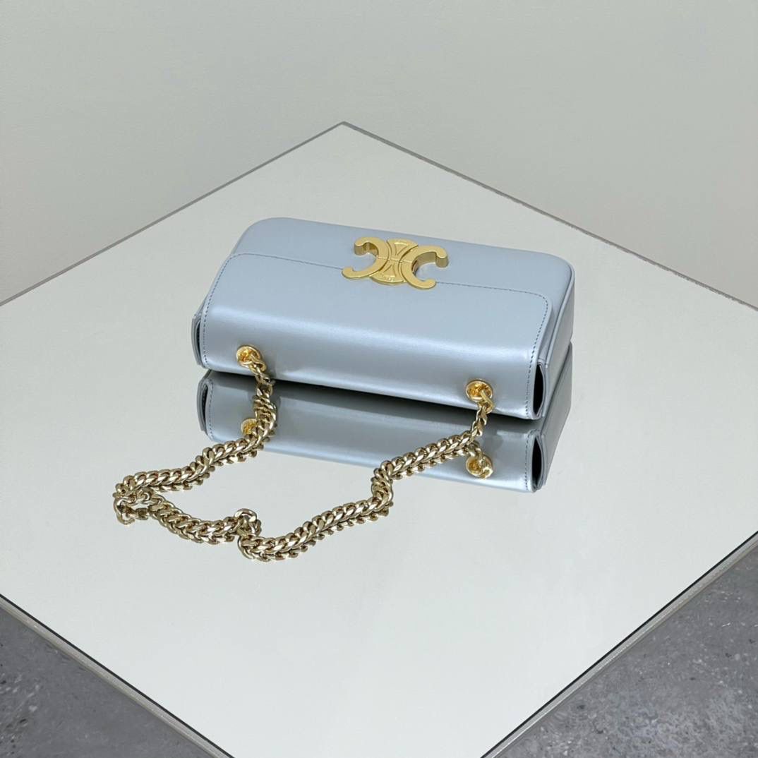 🔥大货实拍图 𝗖𝗘𝗟𝗜𝗡𝗘 ♥ 𝗧𝗥𝗜𝗢𝗠𝗣𝗛𝗘链条腋下包 型号：197993 尺寸：20.5*11.5*4cm