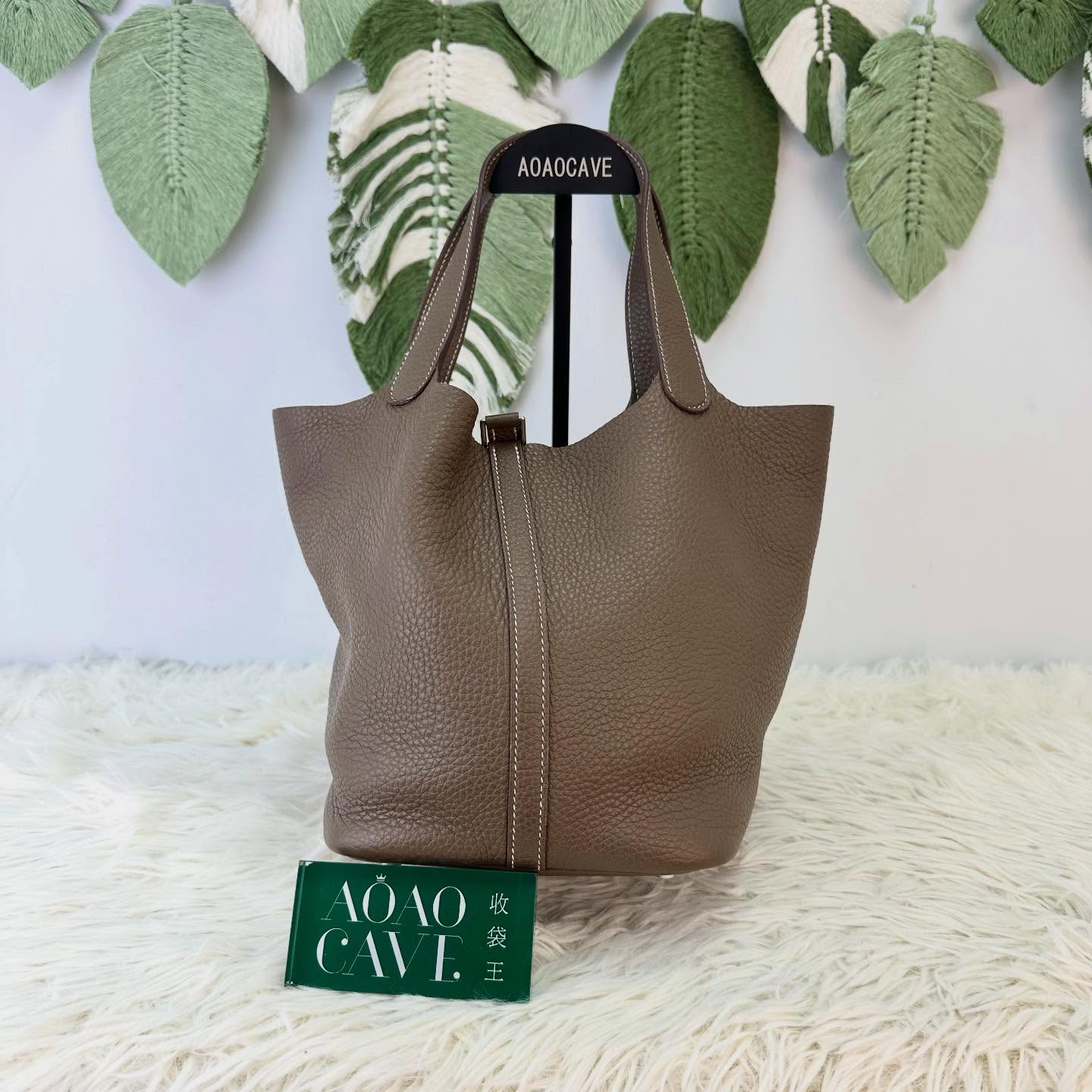 HERMES🤍PRE OWNED PICOTIN 22 大象灰銀扣菜籃子 U Stamp🤎