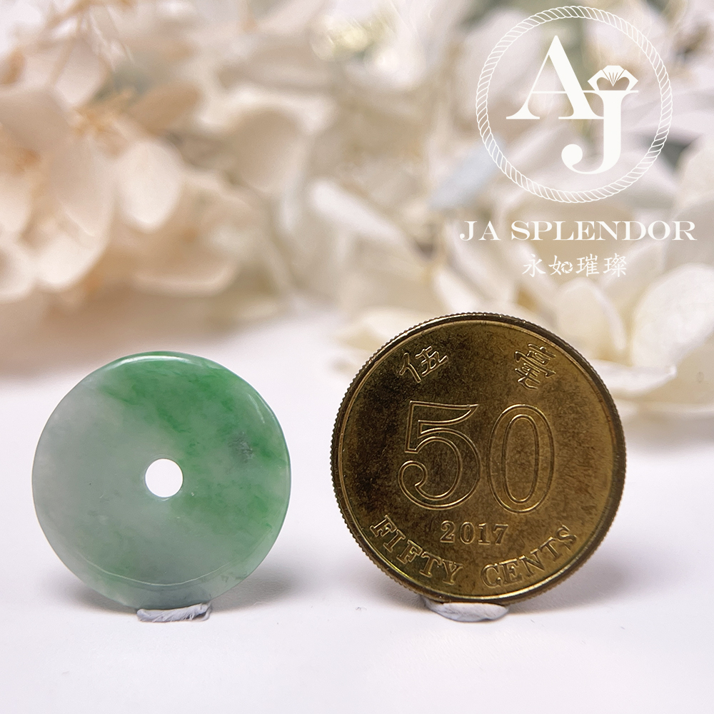 JN-3125 天然翡翠A玉 果綠平安扣