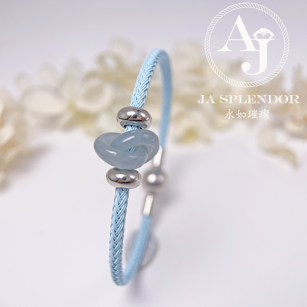 JN-2238 天然翡翠A玉 【愛永恆】環環相扣不鋼防水、防敏手鐲