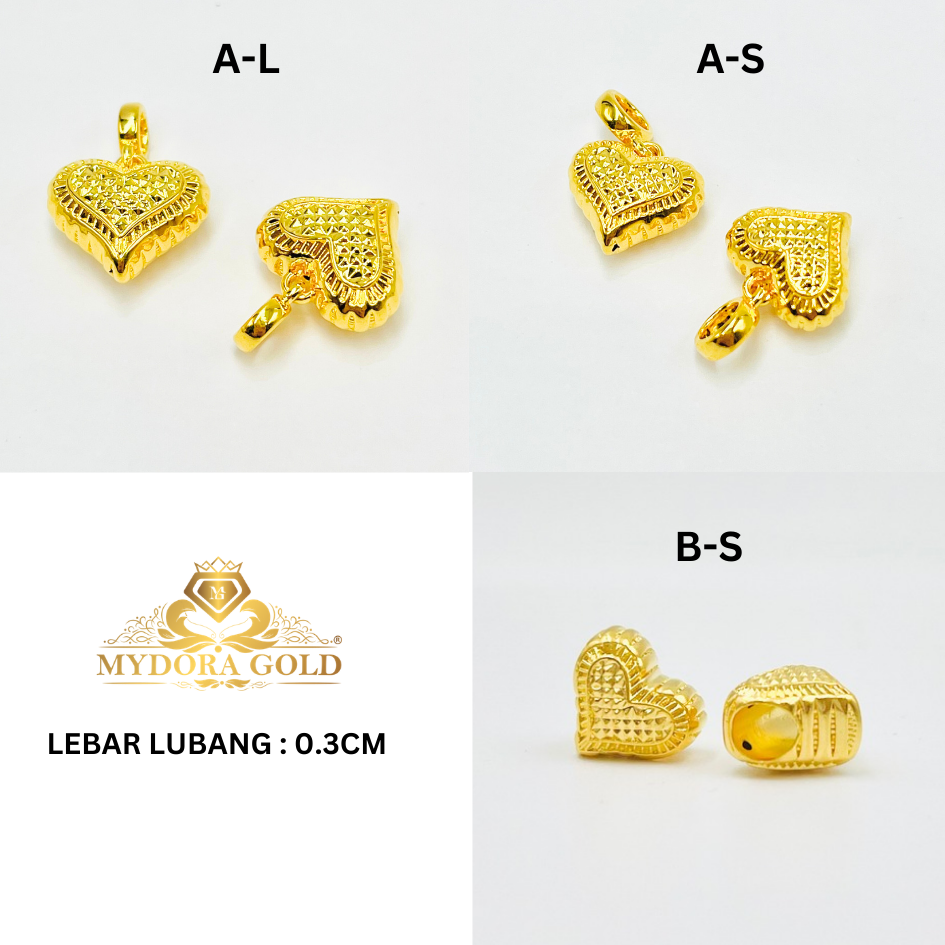MYDORA Charm Bead Love Anyaman Full Gold (5G) l EMAS 916/22K