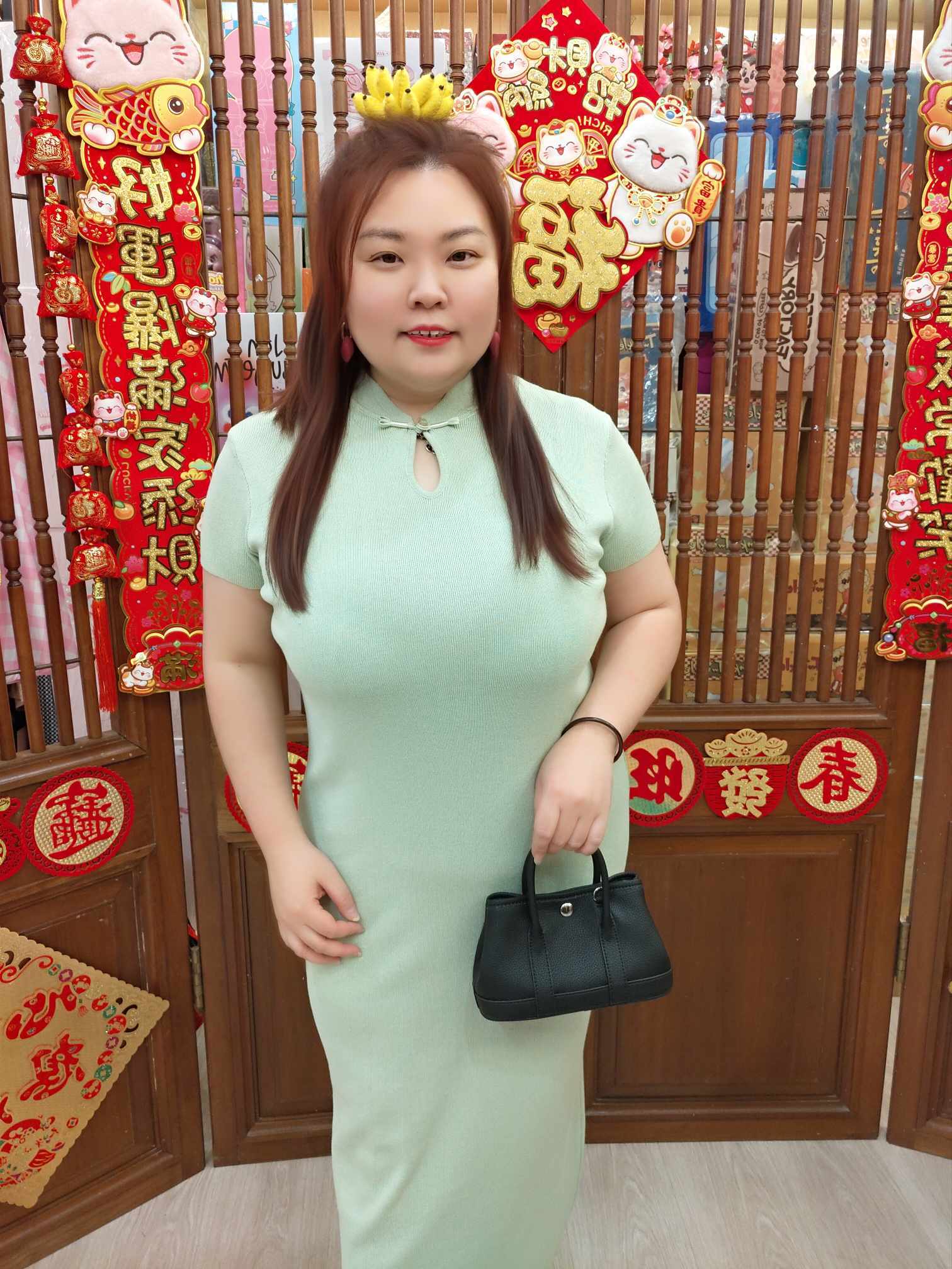 NBB06 YY511 简约单色设计针织旗袍