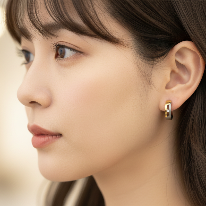 Boccia Titanium 05045-04 鈦金屬 / 鍍金 / 鑽石耳環