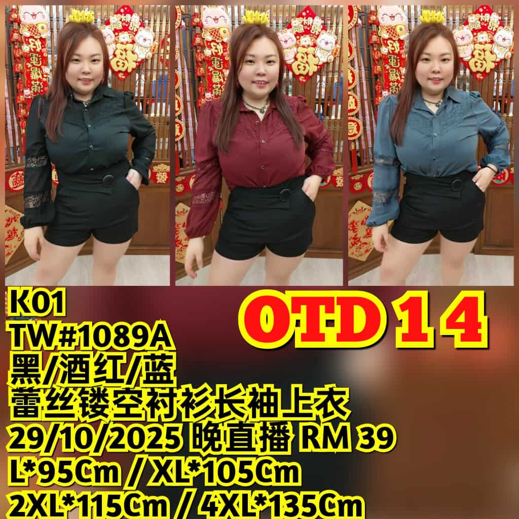 OTD14 TW#1089A 蕾丝镂空衬衫长袖上衣