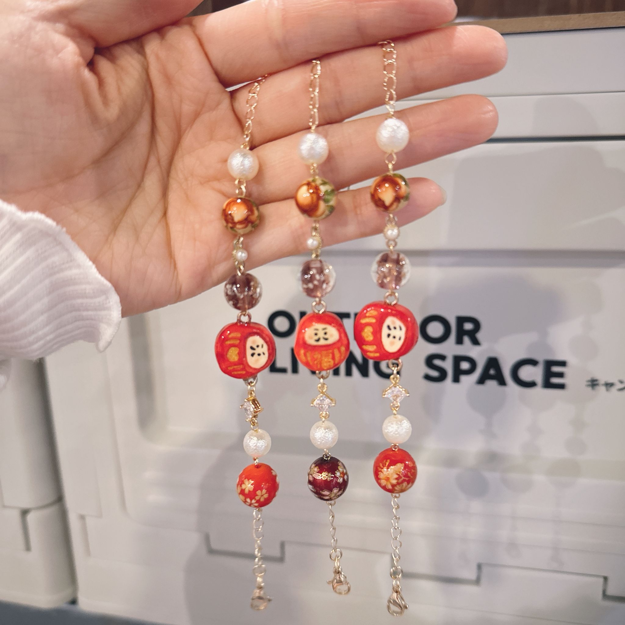 手繪 幸運達摩 14K包金手鏈 可調節