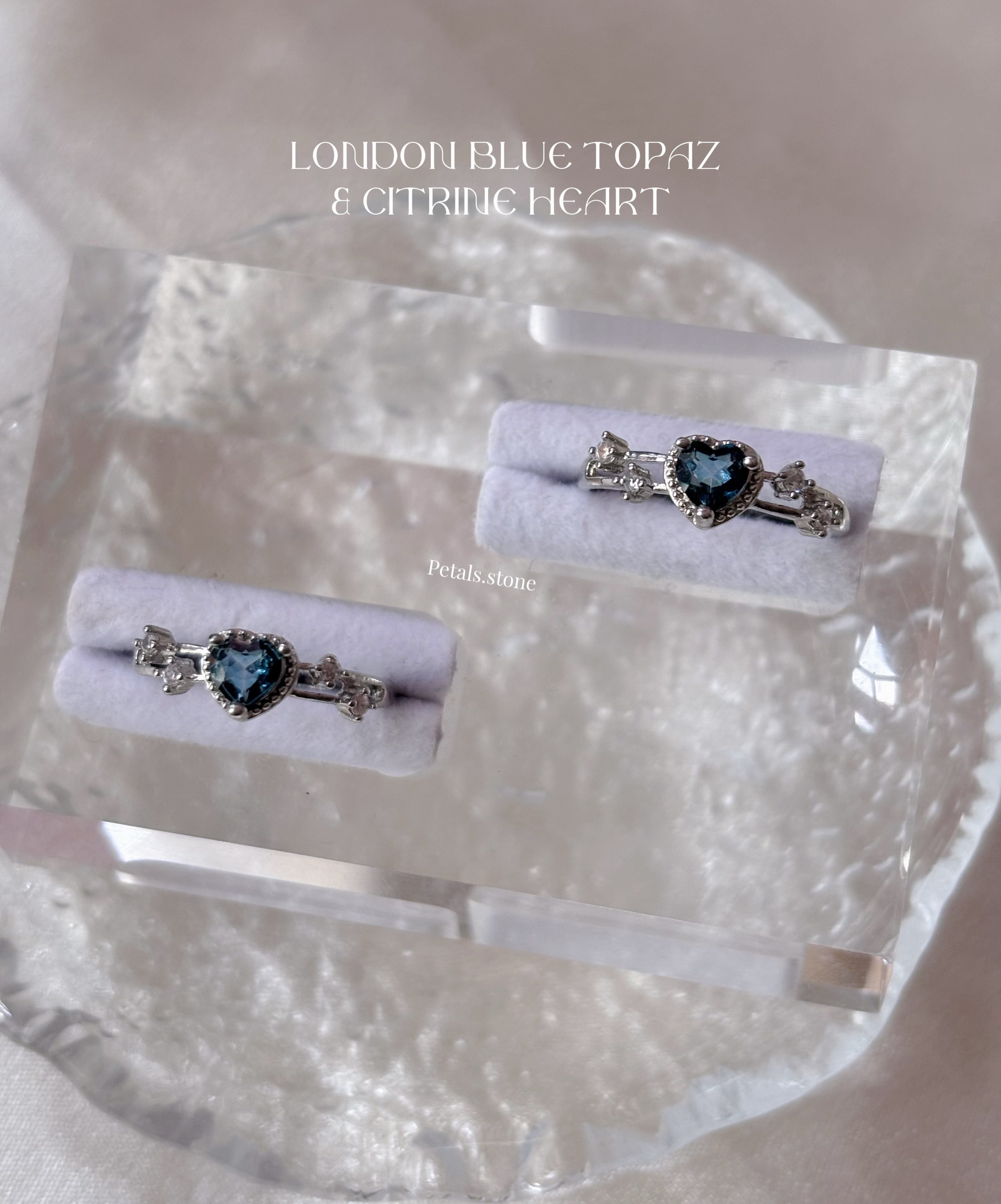 London Blue Topaz & Citrine Heart Ring💍 |  倫敦藍托帕石 黃水晶