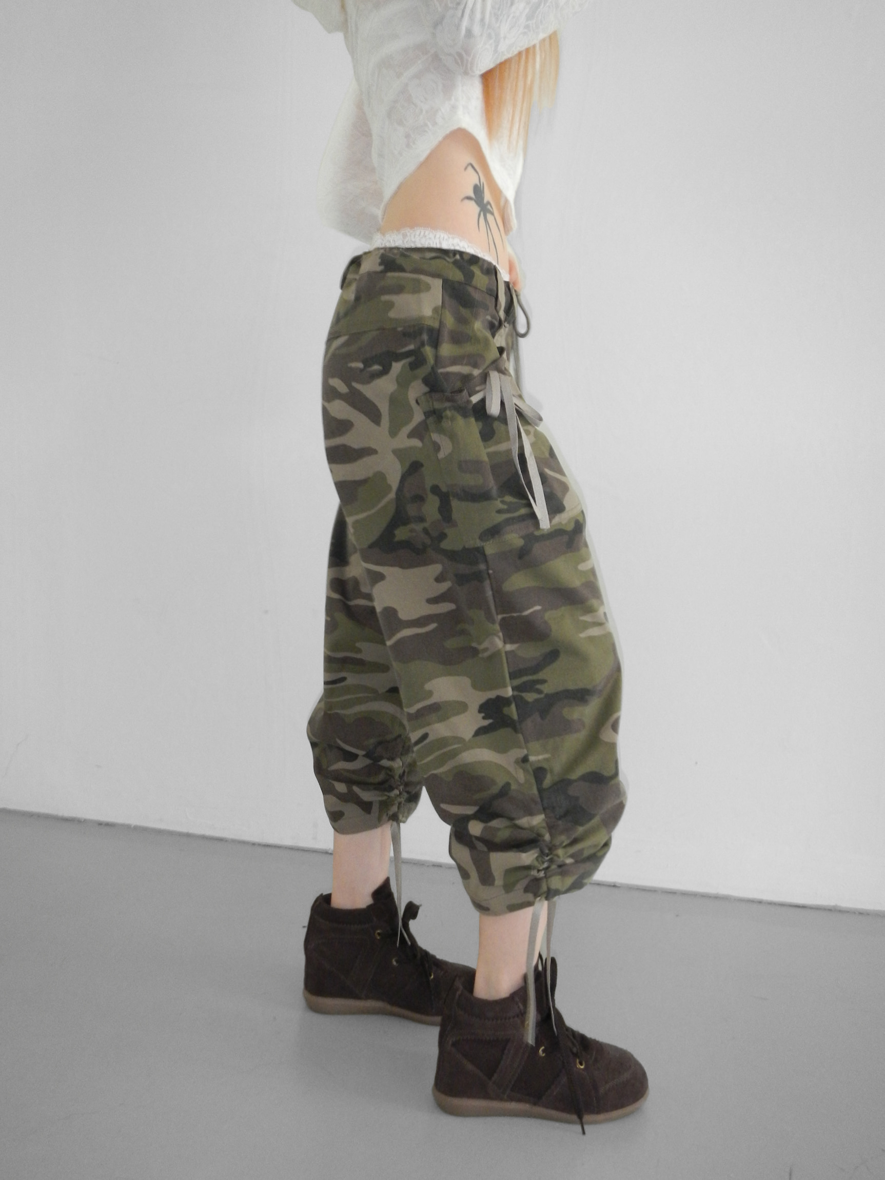 Camo Drawstring Cargo Capris