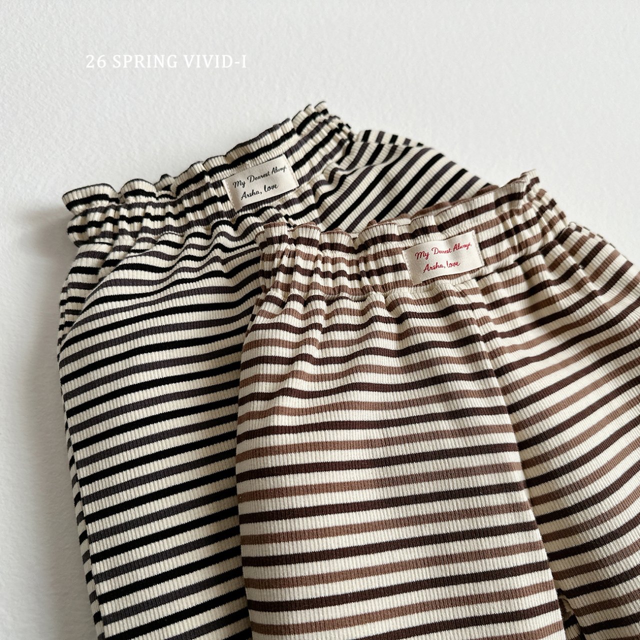 🌸預訂 韓國直送🌸🇰🇷VIVIDI兩色標籤條紋寬鬆長褲