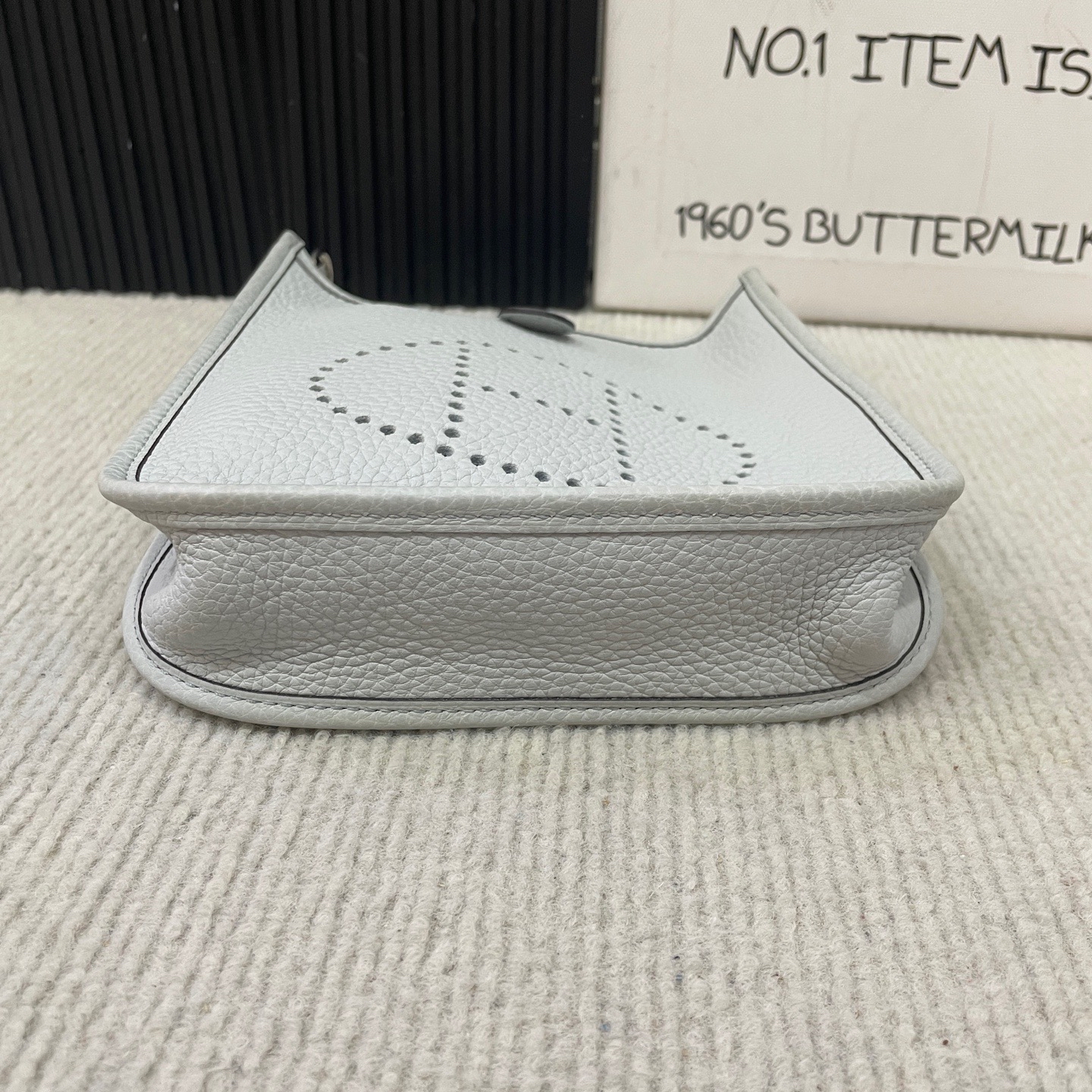 【預訂貨品】Hermes淺藍色銀扣mini Evelyne