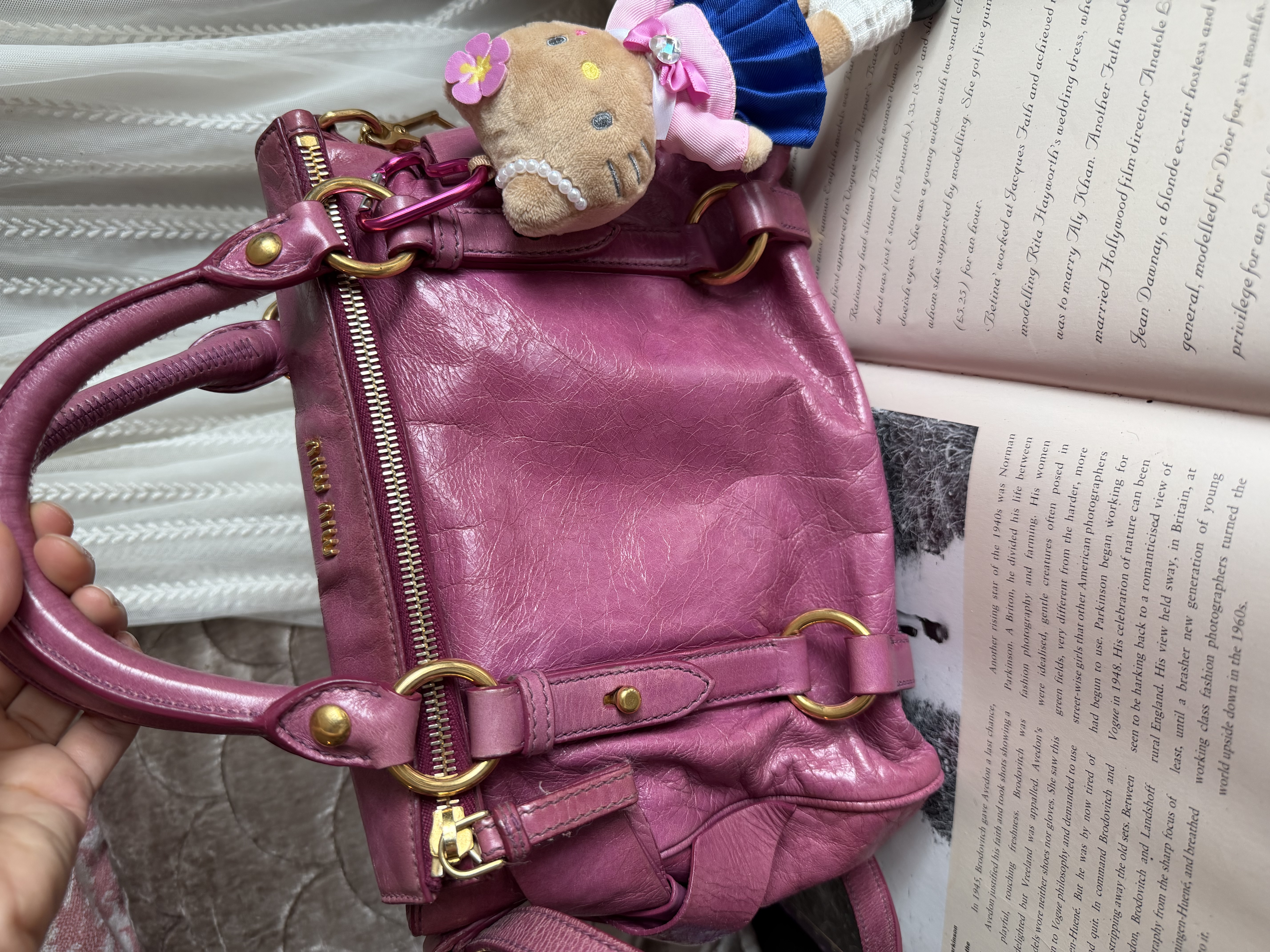 Miu miu pink vitello mini bow bag