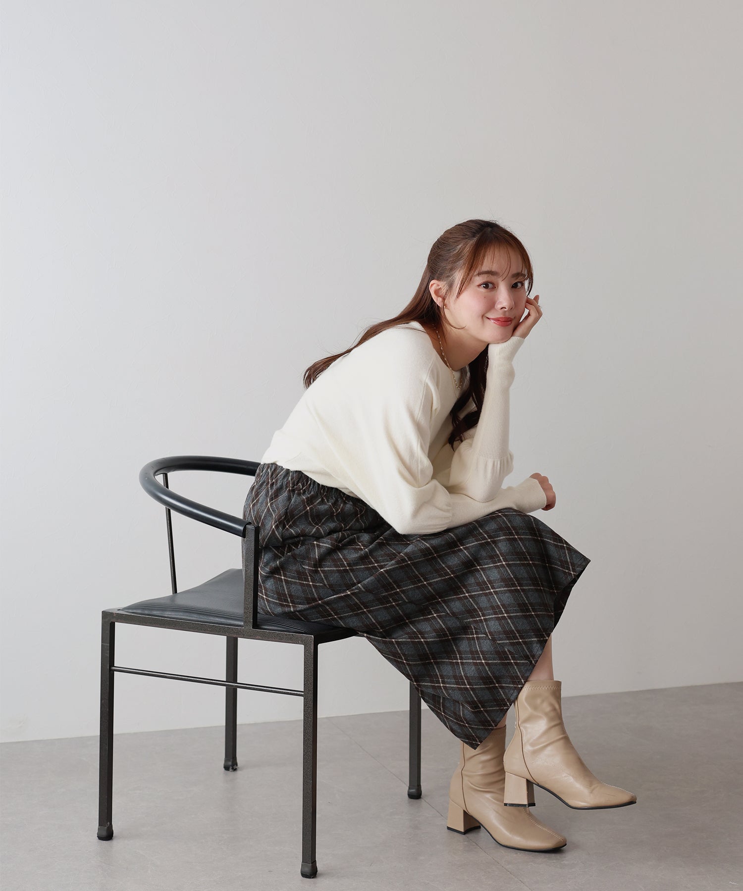 <限量現貨><JP> 冬日英倫風菱格紋直身裙* 3色入