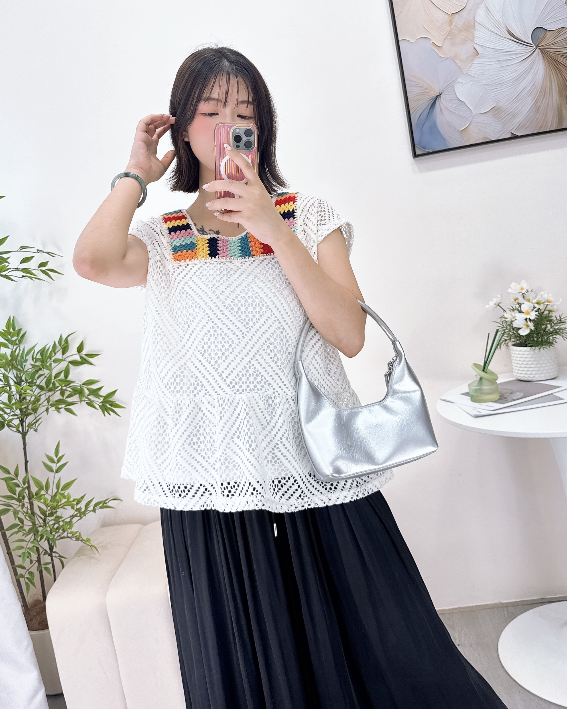 彩刺繡通花兩件套 2色