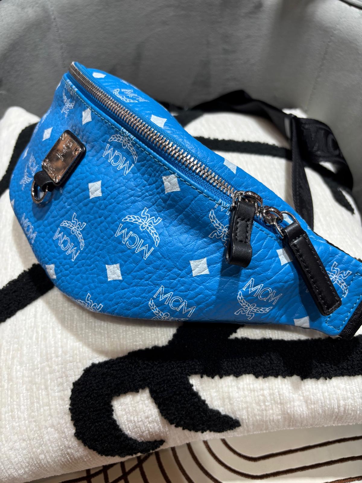 MCM Fursten Visetos Waist Bag Belt Bag Calfskin 100%Authentic, 98%New