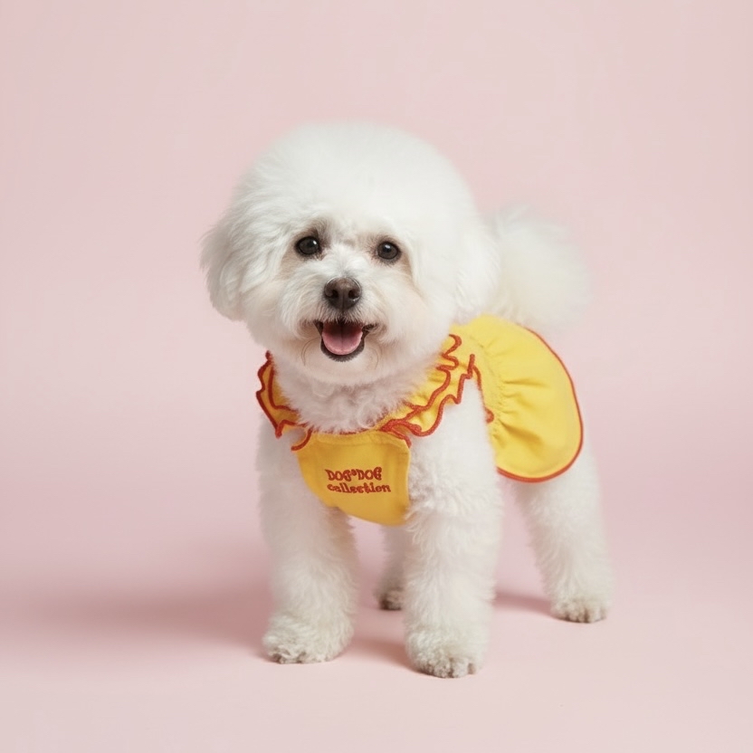 S491Y 縮褶吊帶裙-黃色  Retro Dress - Yellow