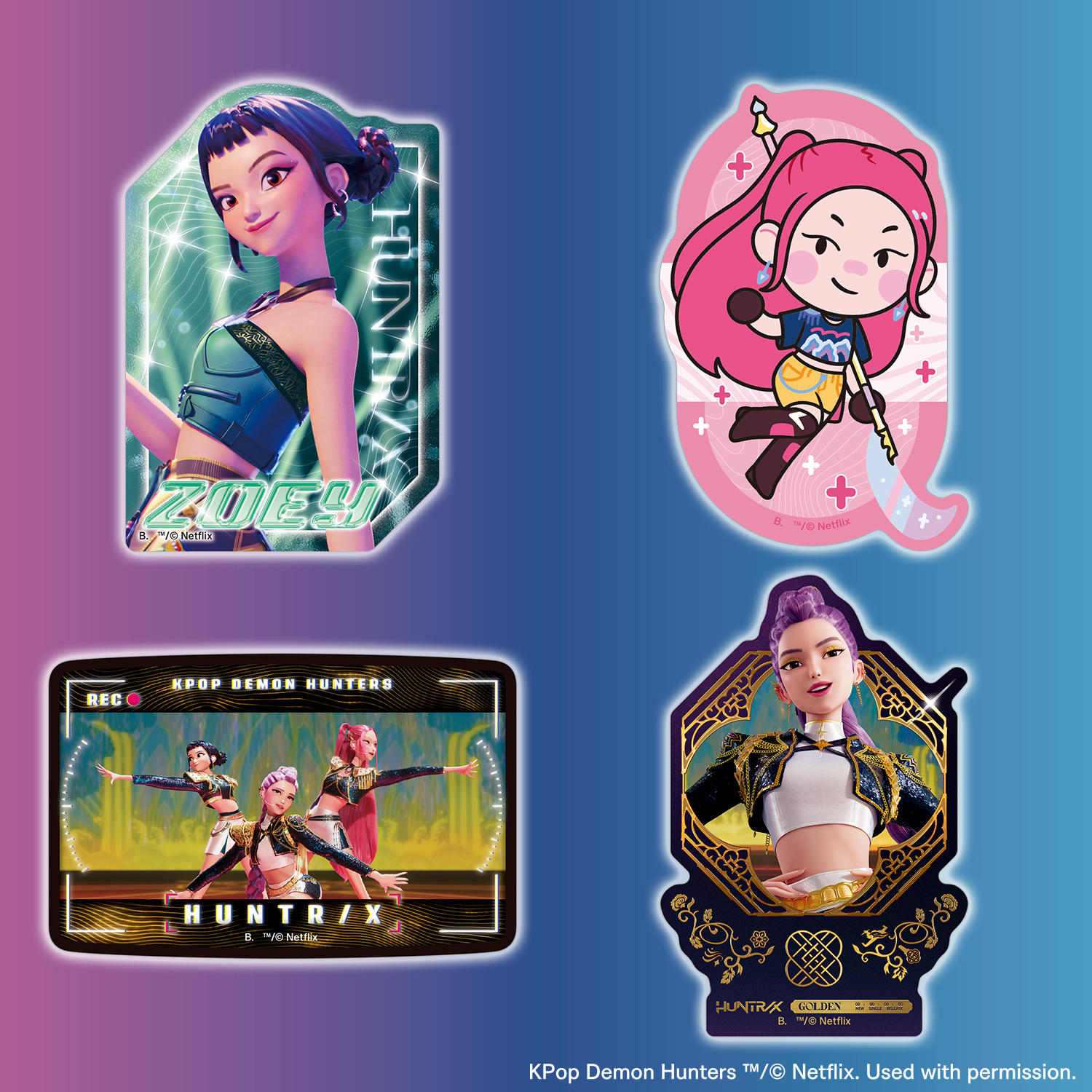 (行版) Bandai Carddass K-POP DEMON HUNTERS 獵魔女團 Die Cut 貼紙 第一彈 (1包4張 / 原盒20包) 