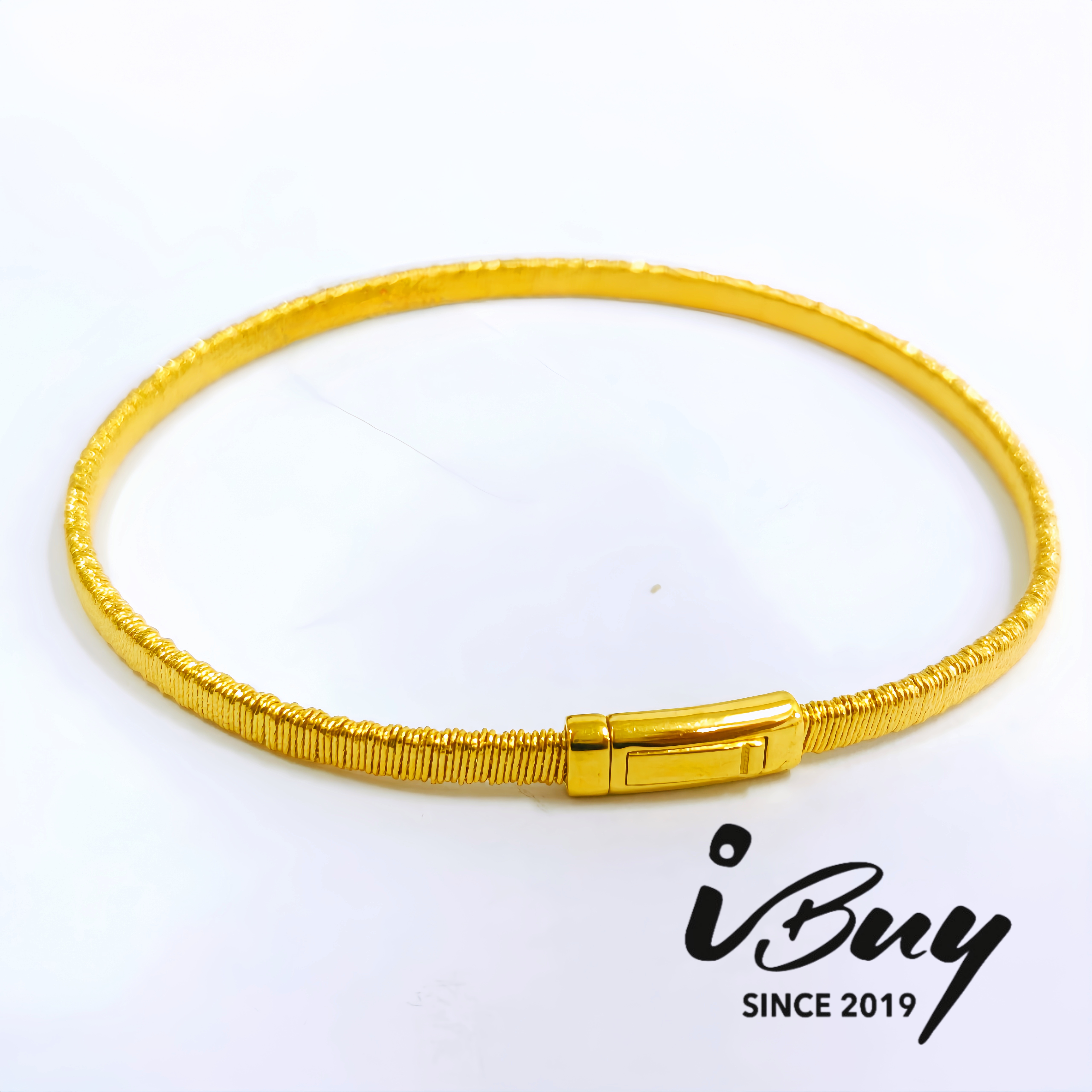 916 GOLD 3MM ITALY WIRE BRACELET 916金 3MM线圈手镯