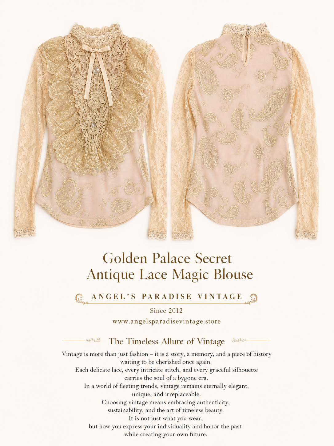 金宮廷的秘密蕾絲魔法童話古董上衣Golden Palace Secret  Antique Lace Magic Blouse