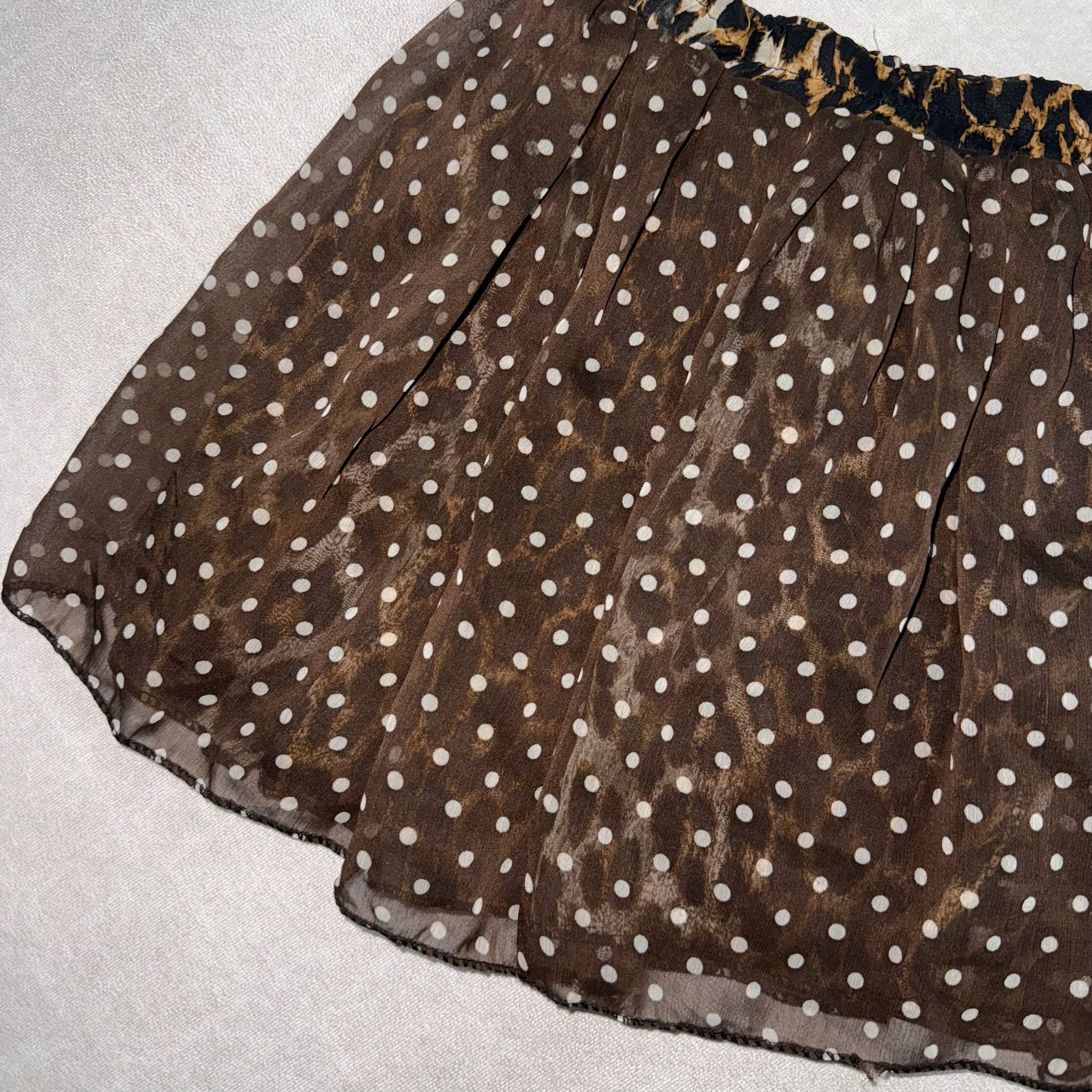 Double-Sided Polka Dot Leopard Skort