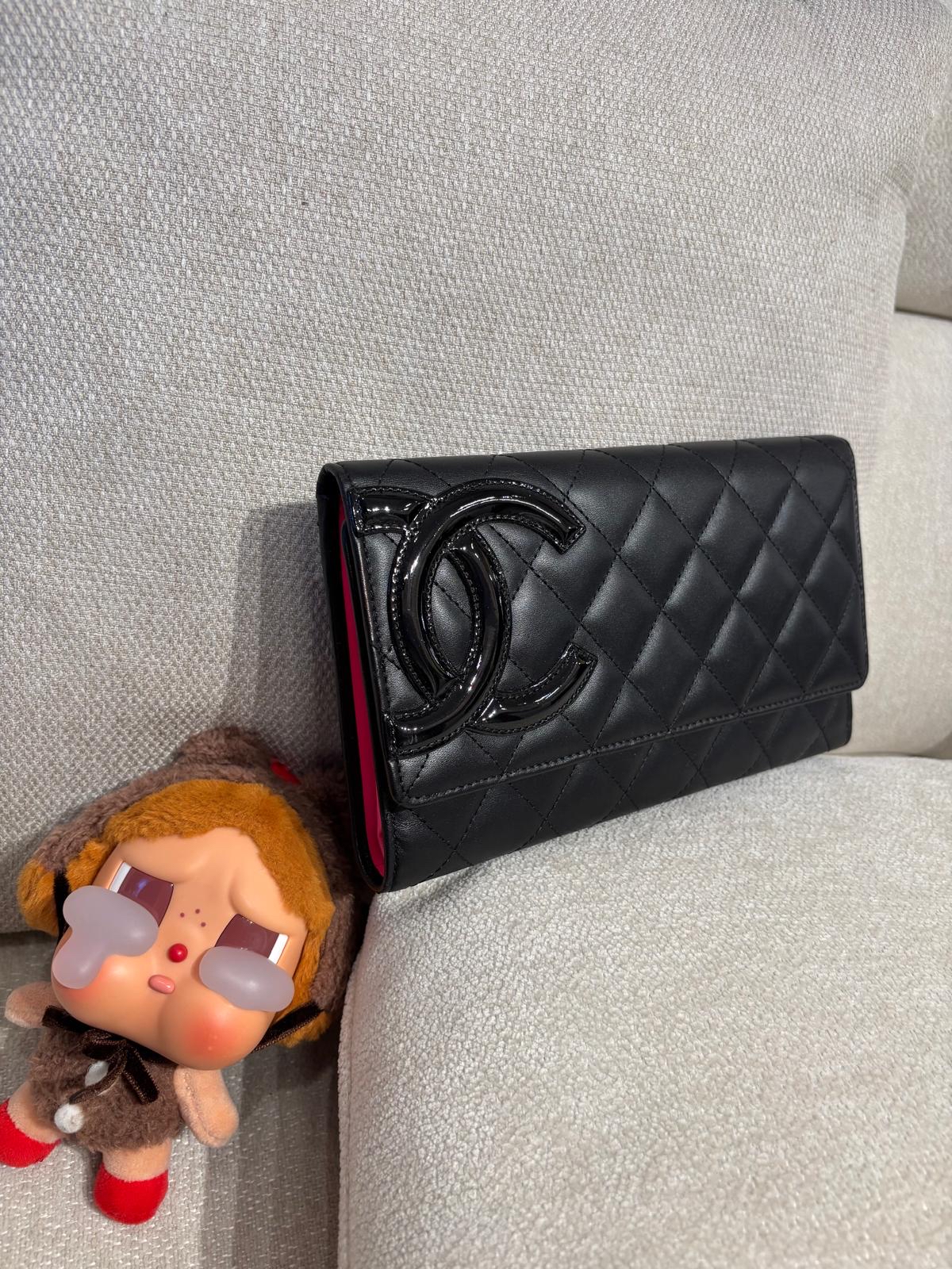未使用品 Chanel cambon fold wallet calfskin 黑色牛皮絕版長銀包 100%Authentic, Unused ✅Card✅Box