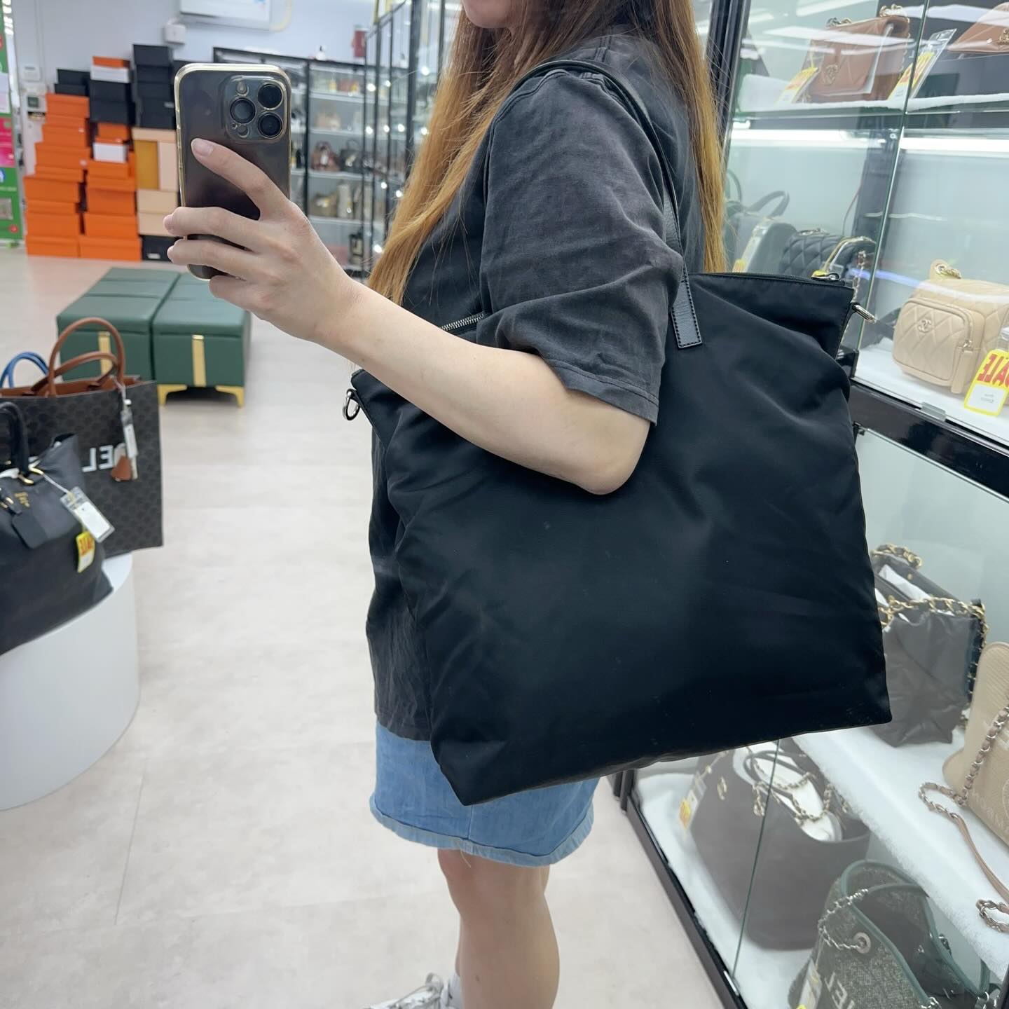 🤍PRE OWNED Tessuto Nylon 直立式黑色尼龍Tote Bag🖤