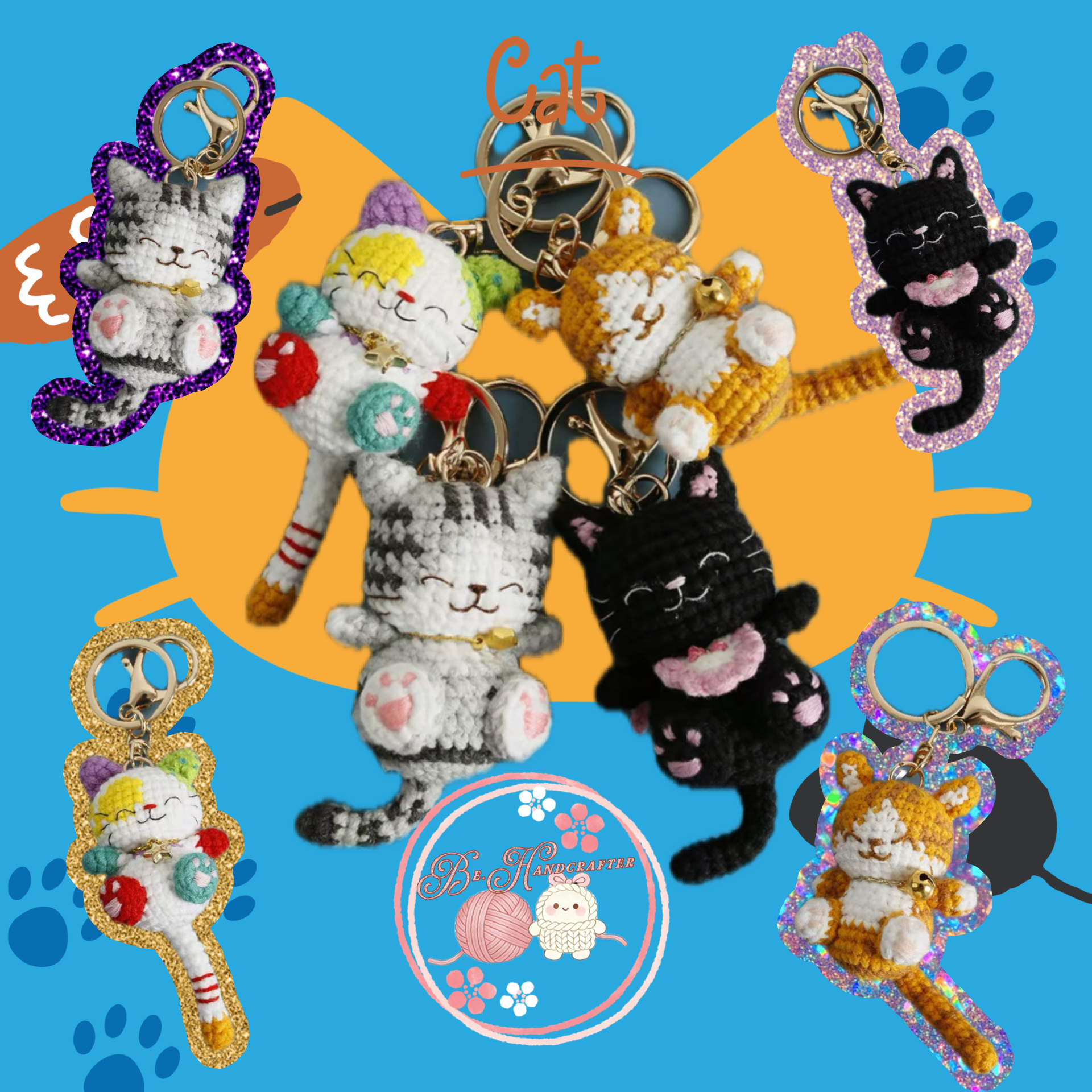 鉤針可愛貓咪鑰匙扣
