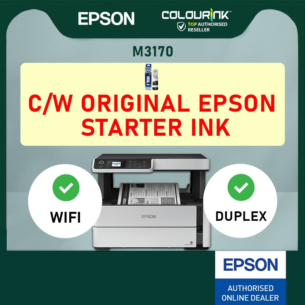 Epson EcoTank M3170 A4 3-in-1 Mono Ink Tank Printer Wi-Fi Auto Duplex Print similar L3250 L2550DW MF3010 m236dw