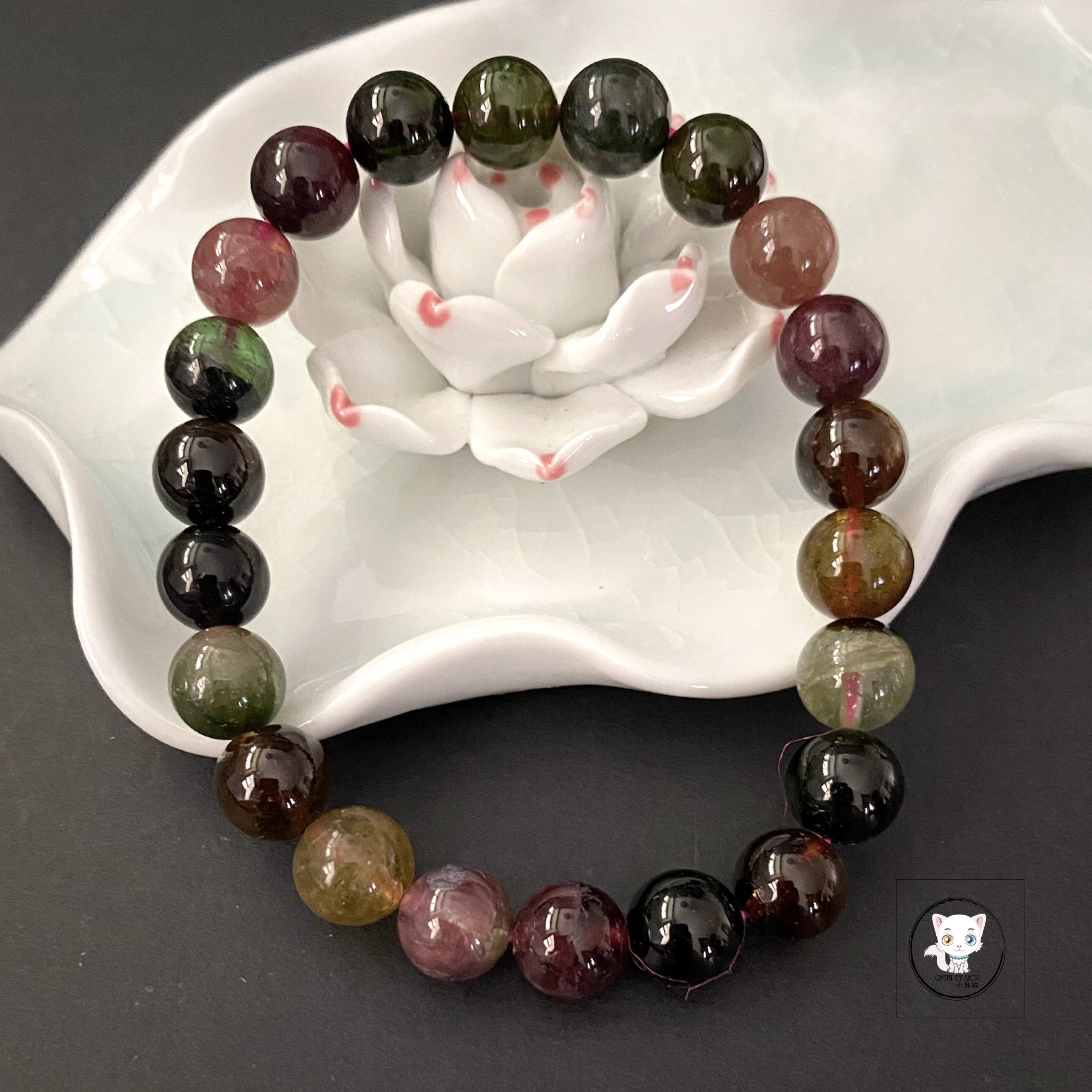 巴西老礦彩碧璽手鏈 8.8mm