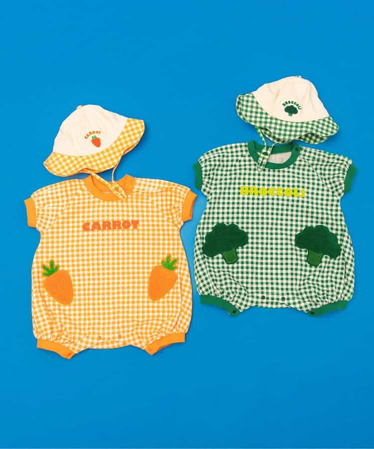 🇯🇵預訂 日本直送🇯🇵BREEZE兩色蔬菜毛毛貼花格紋遮陽帽